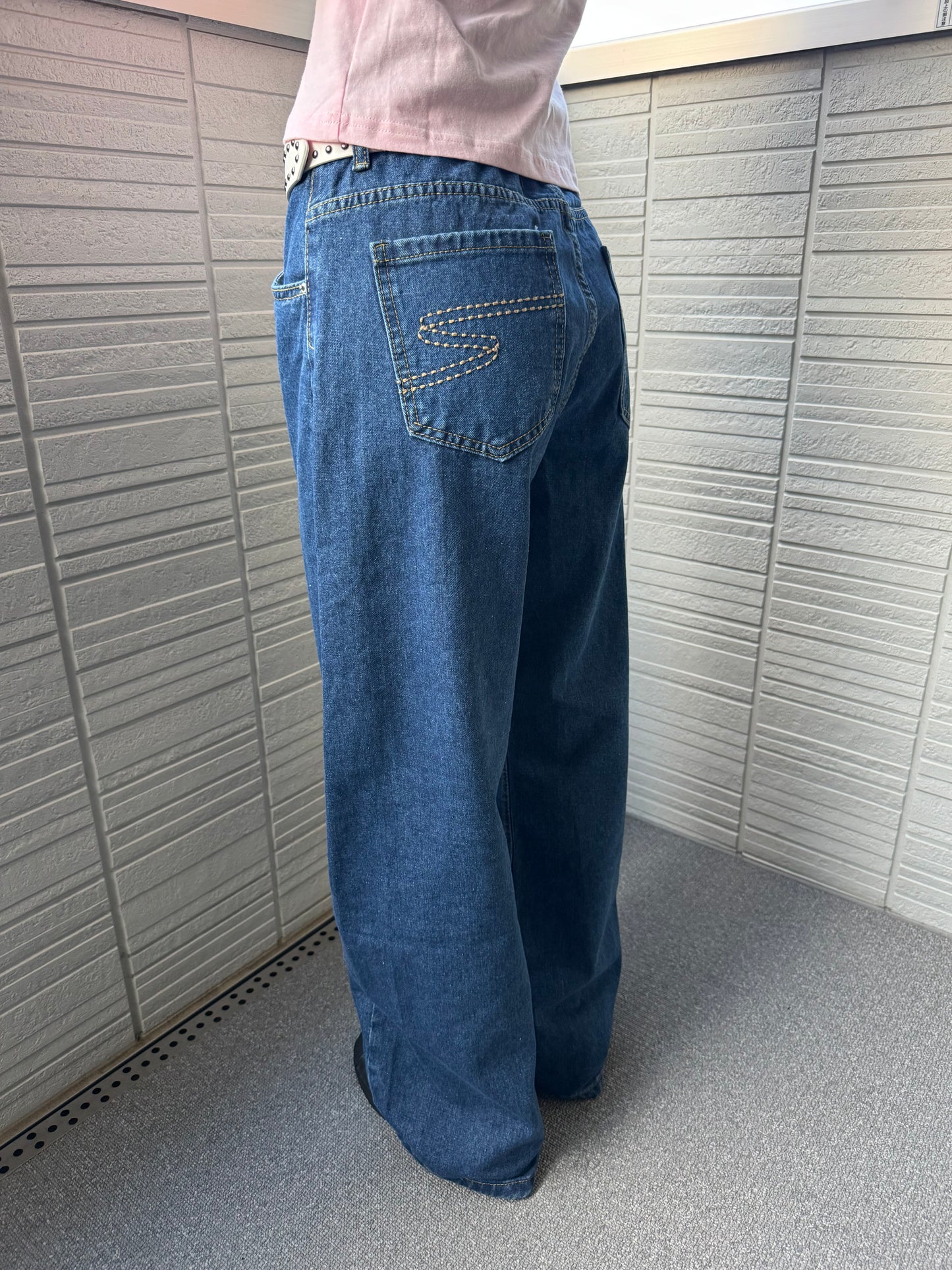 バックステッチワイドデニムパンツ DPC07038