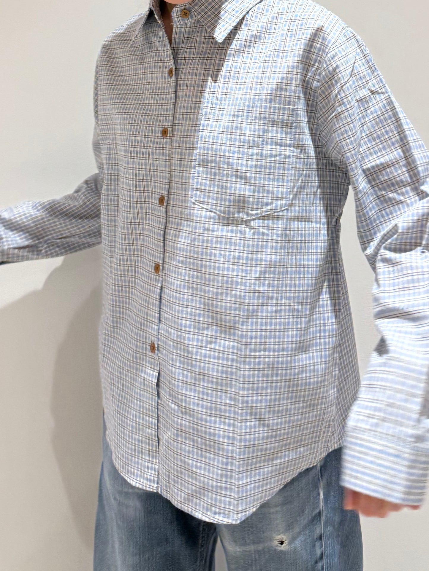 ライトブルーミニチェックシャツ DPA43675