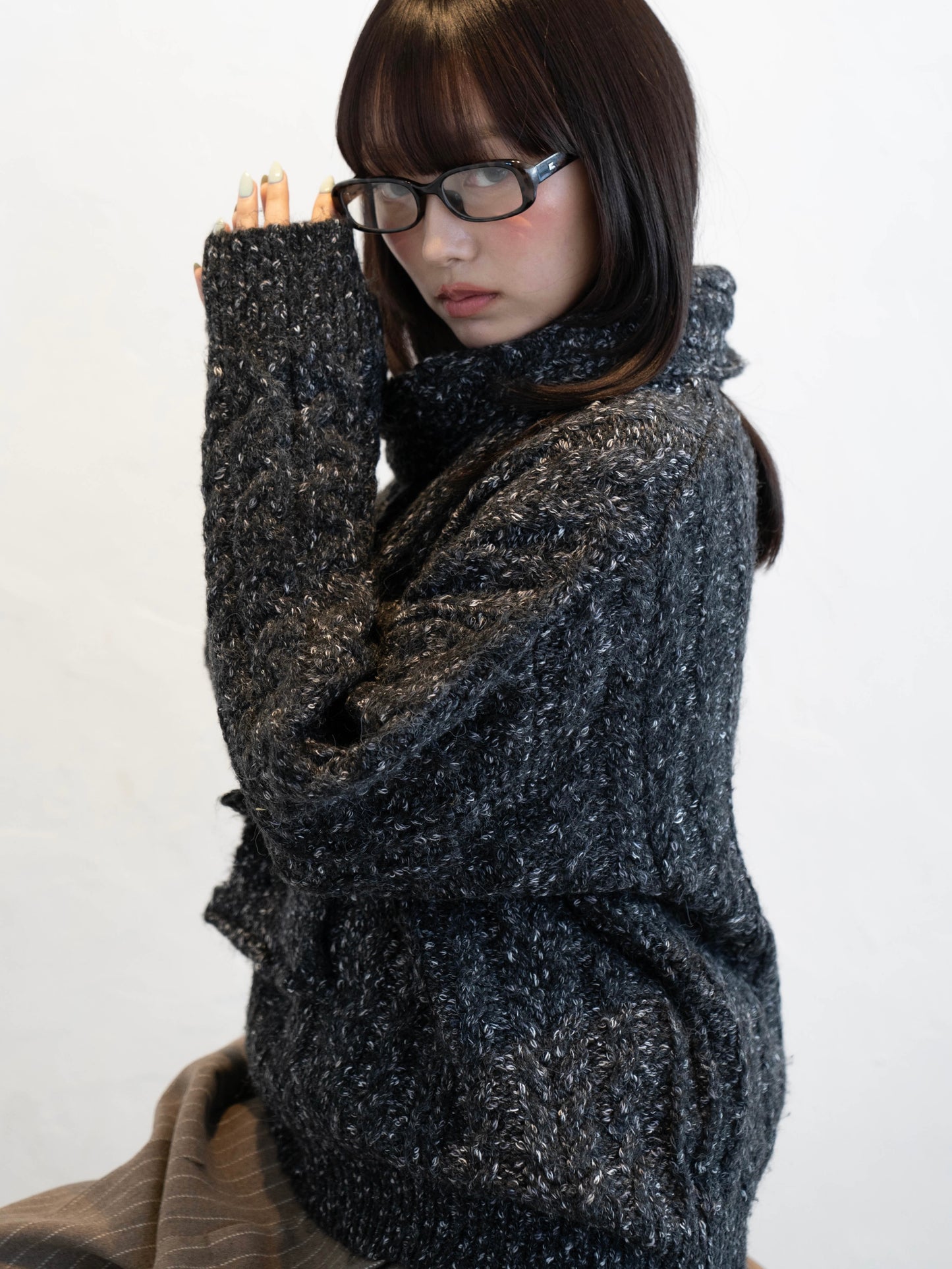 マフラー付きマーブルニット DPC02002