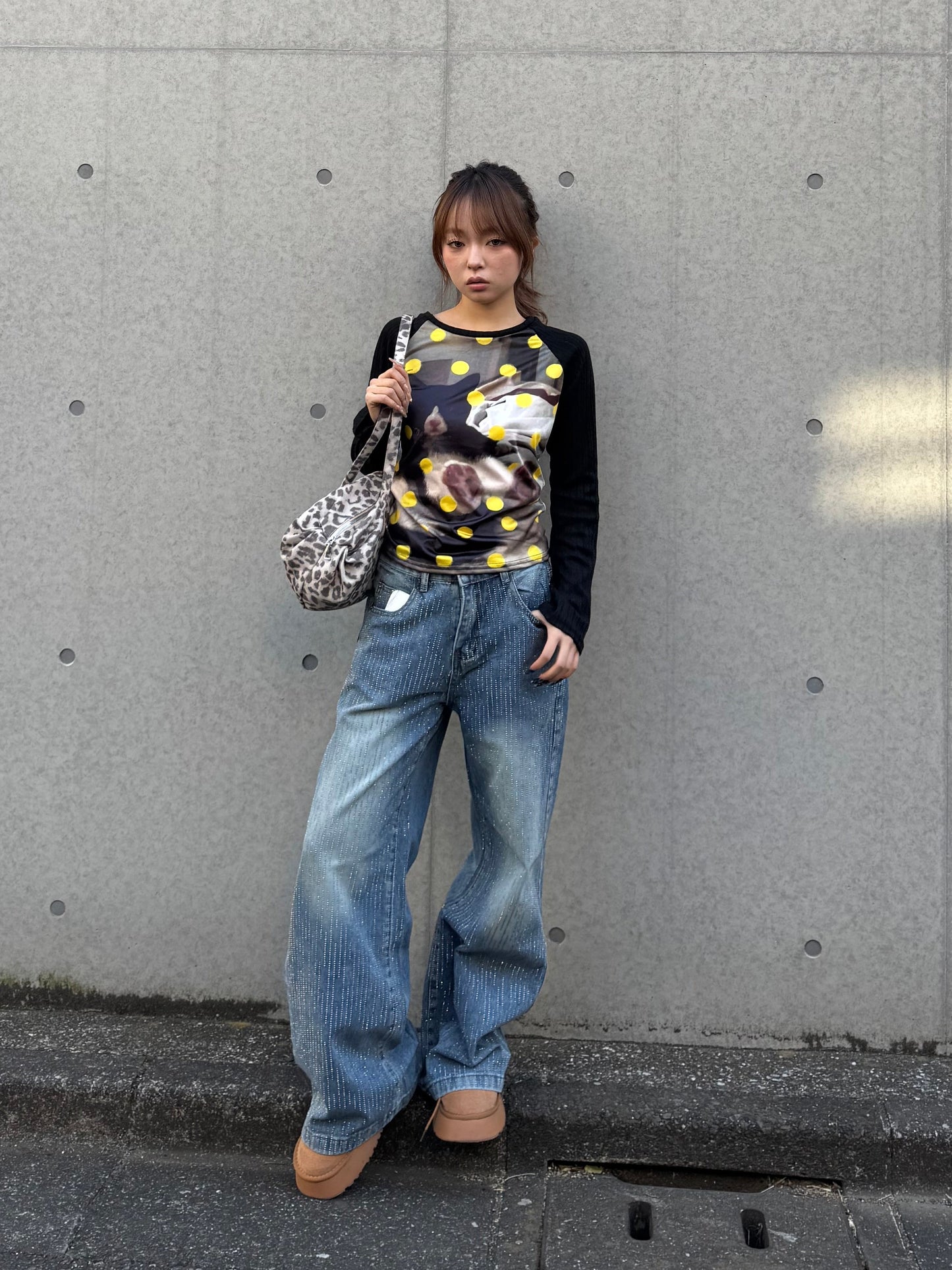 ドットキャットタイトトップス DPB86195