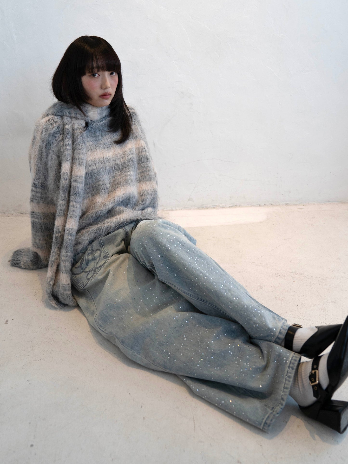 ラメストレートデニムパンツ DPC02014