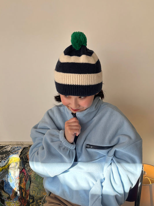 ポンポンボーダーニット帽 DPB84341