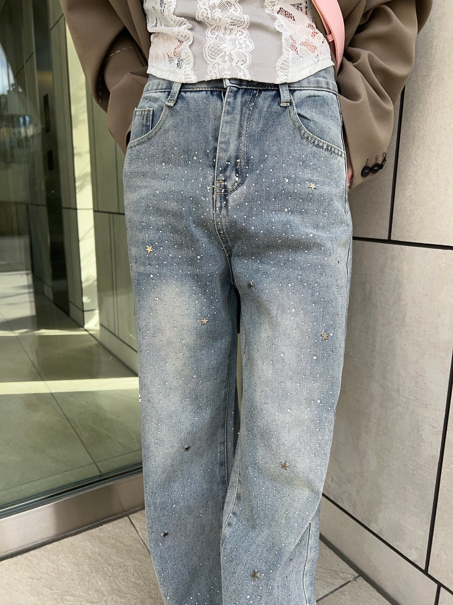 ラインストーンデニムパンツ DPB79252