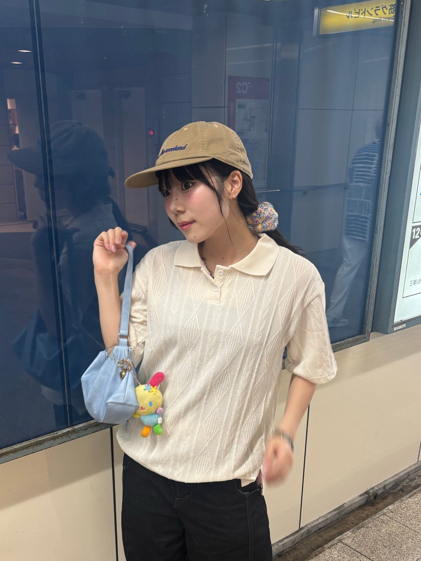 ホワイトニットポロTシャツ DPB89052