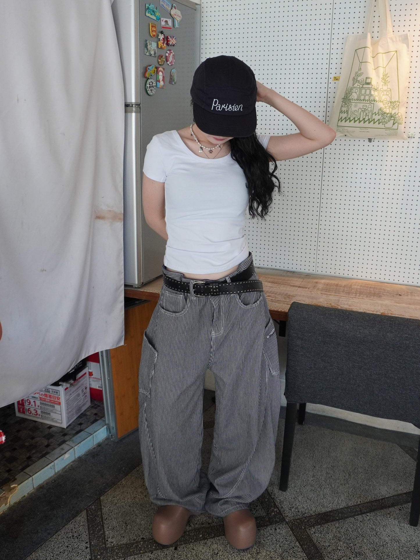 ストライプワイドデニムパンツ DPB85100