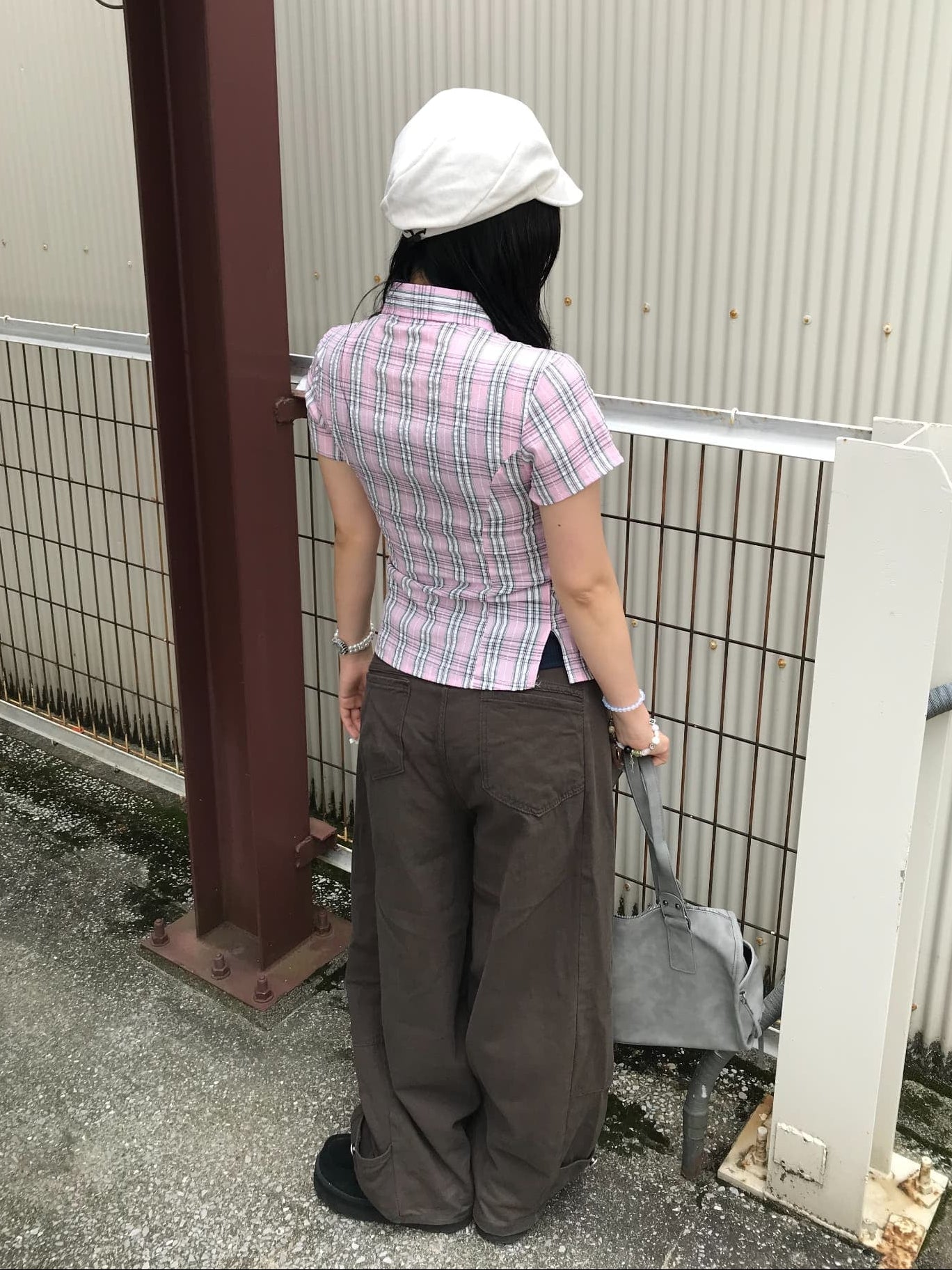 ピンクチェックシャツトップス DPB89296