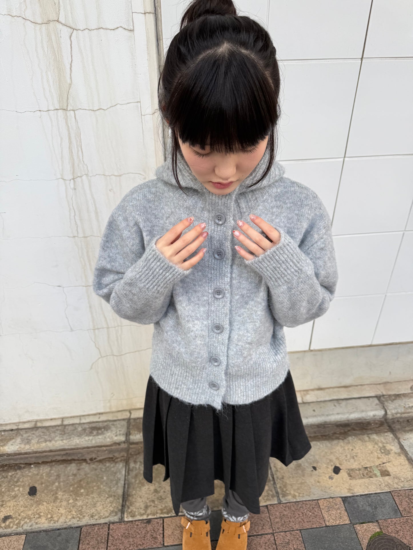 ライトグレーニットカーディガン DPA43737