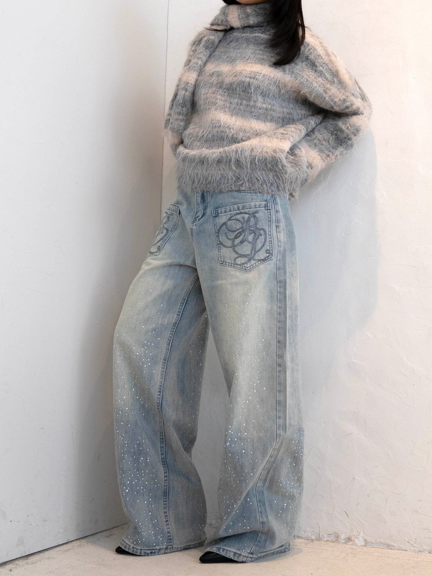 ラメストレートデニムパンツ DPC02014