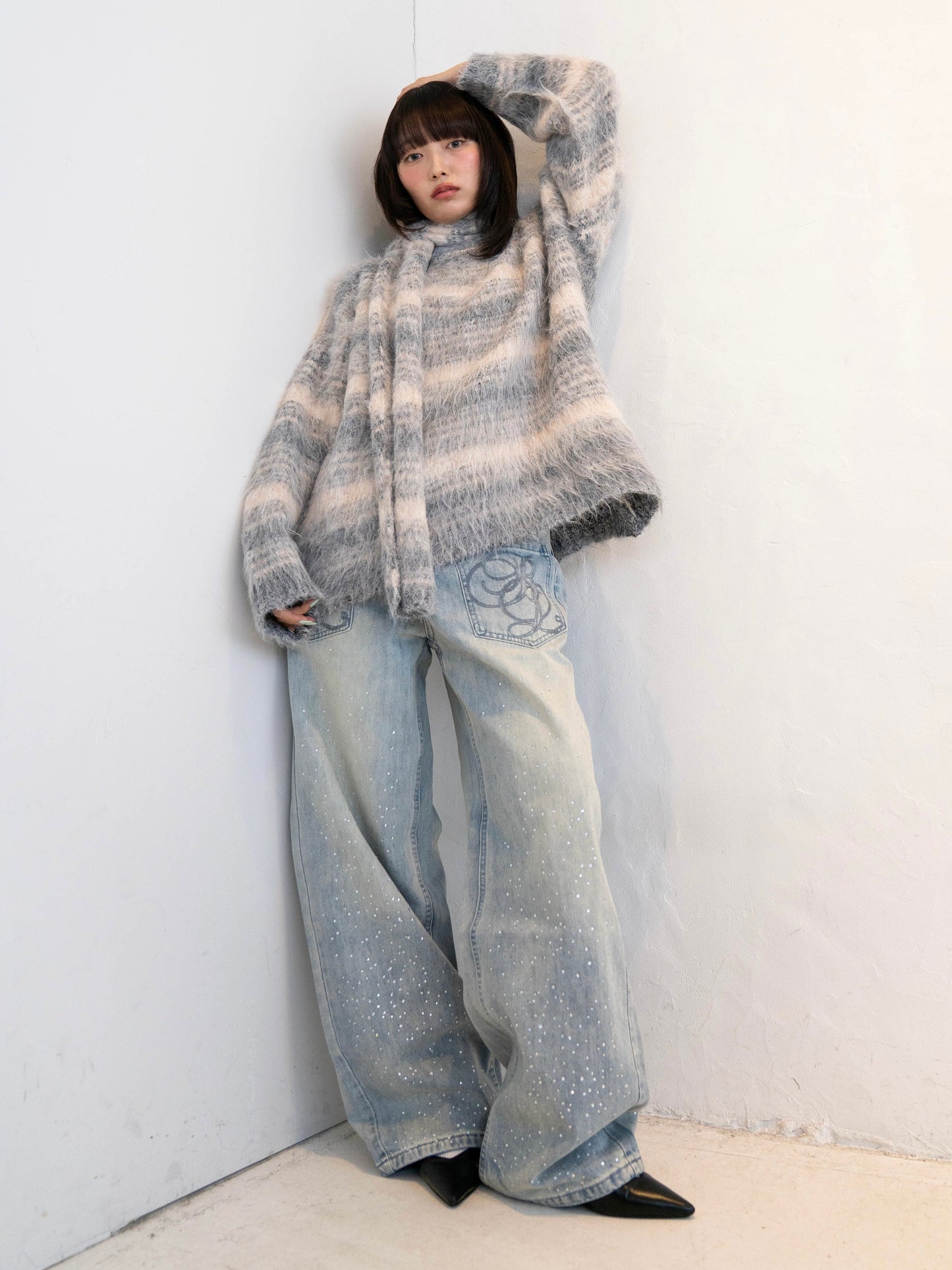 ラメストレートデニムパンツ DPC02014