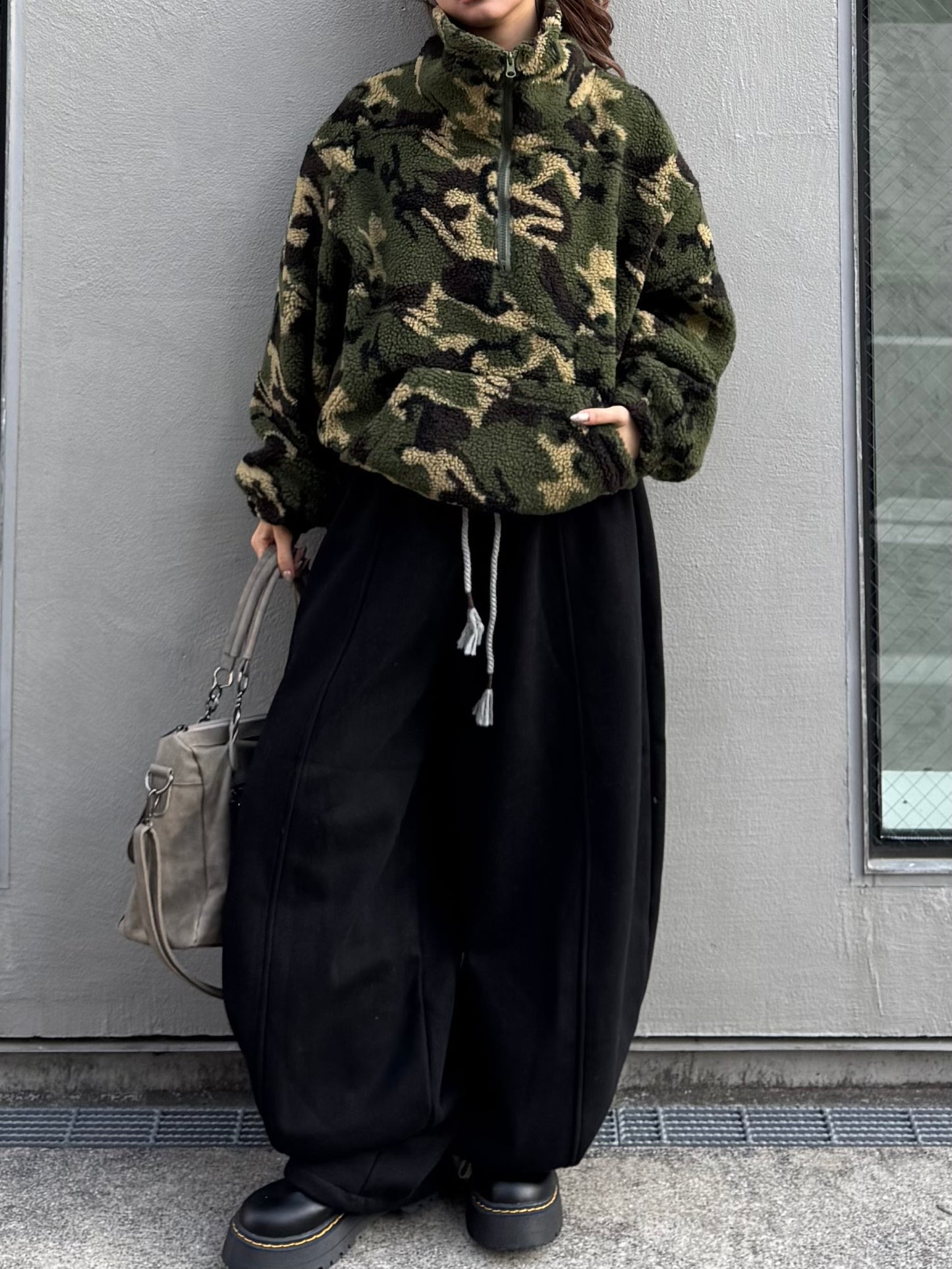 カモフラボアハーフジッププルオーバー DPB86180