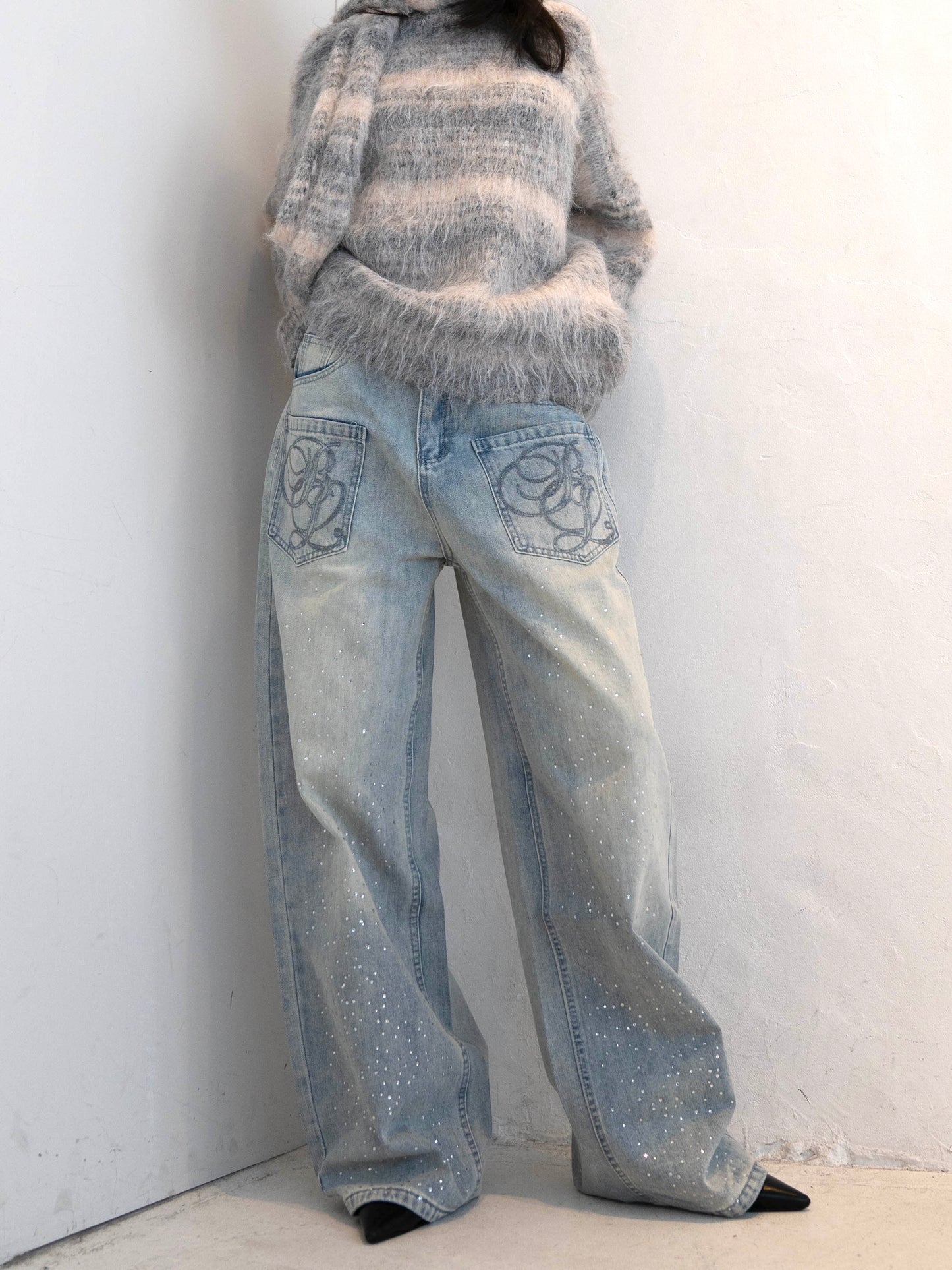 ラメストレートデニムパンツ DPC02014