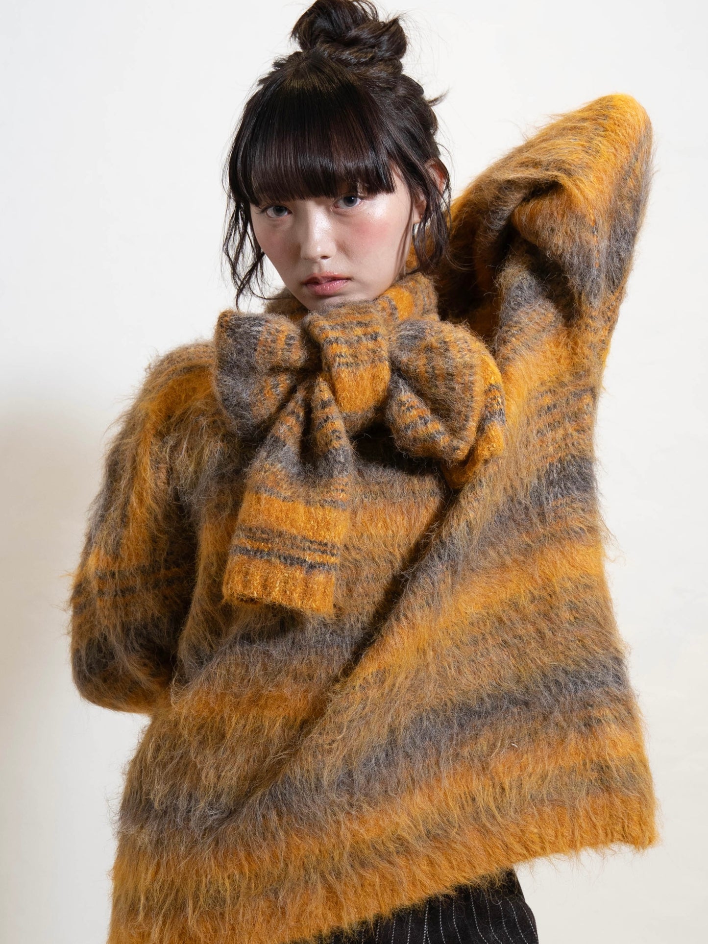 リボンマフラーボーダーニット DPC02005