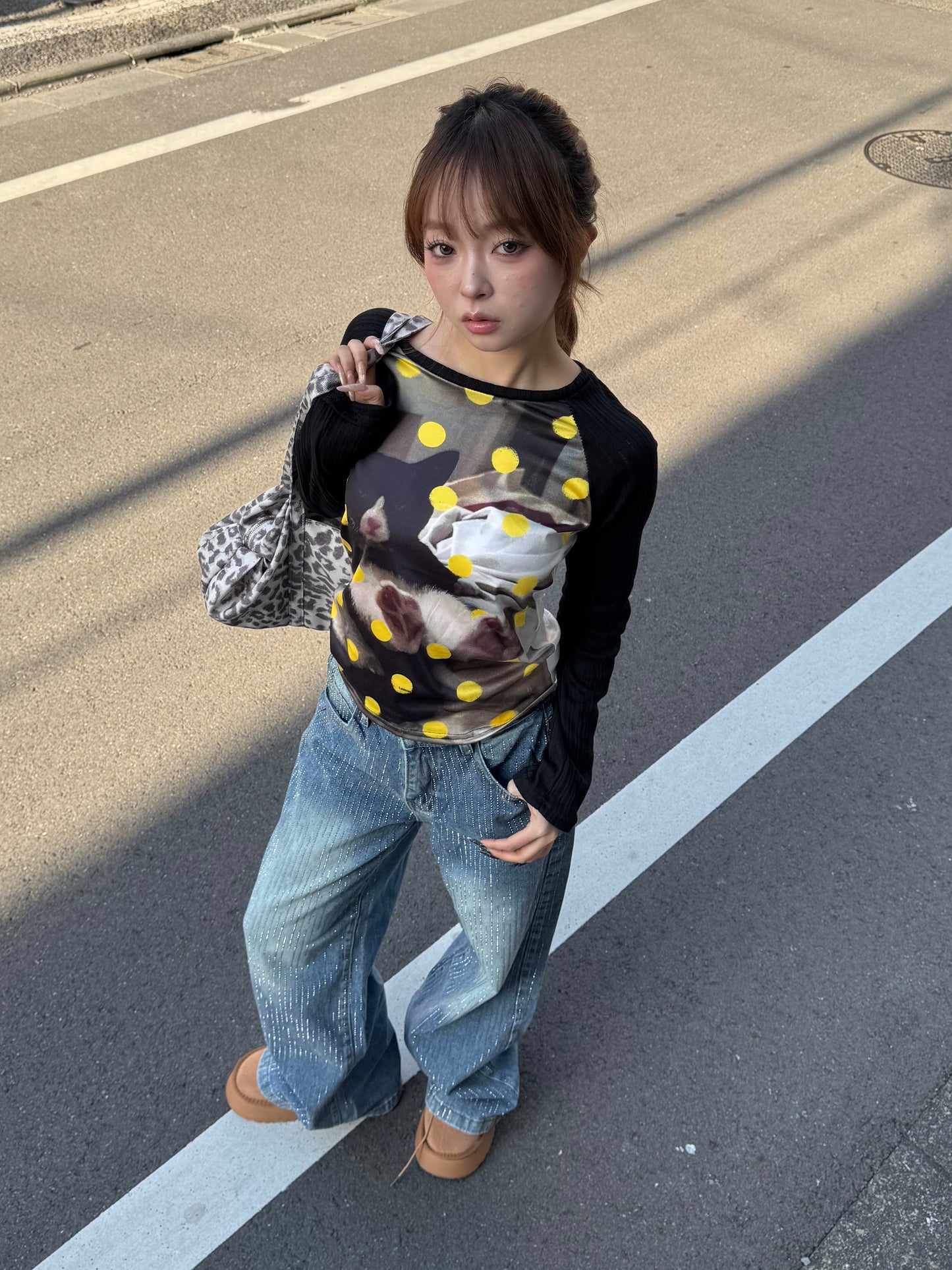 ドットキャットタイトトップス DPB86195