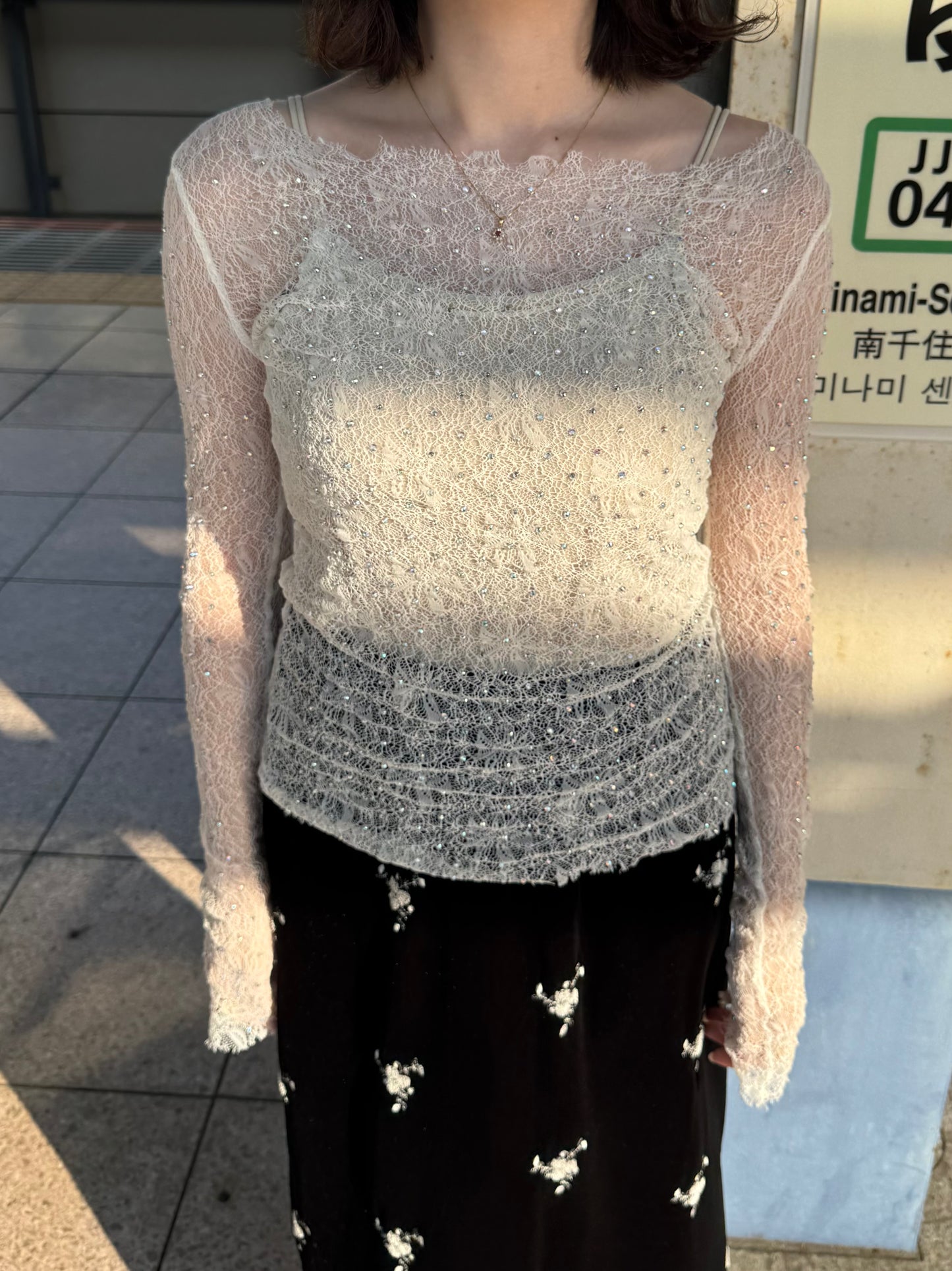 レースストーンカットソー DPC03035