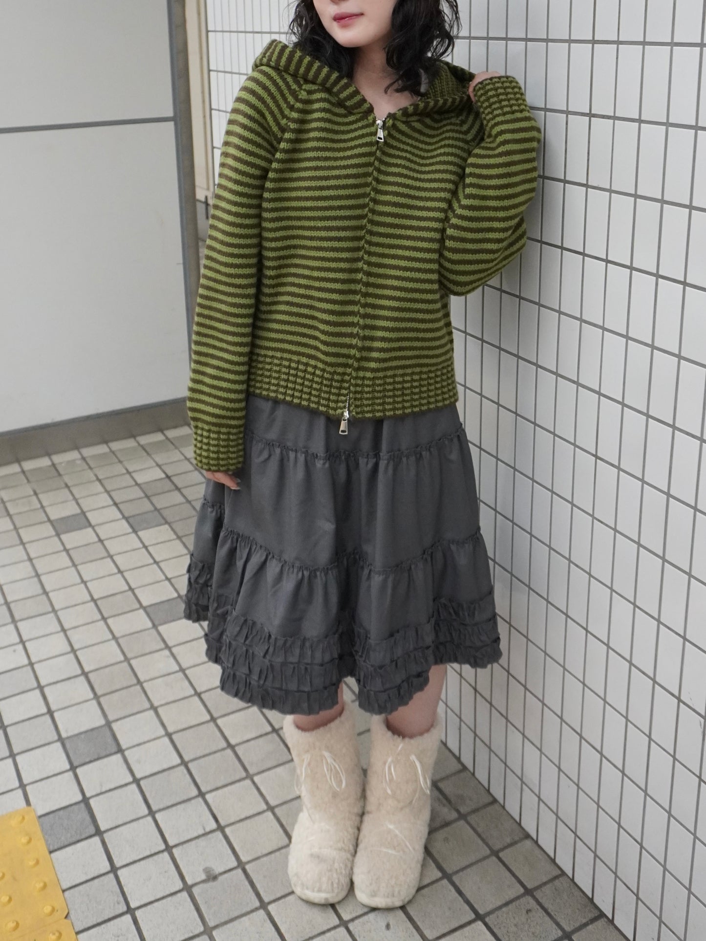 【即納】ボーダーニットダブルジップパーカー DPB85367S