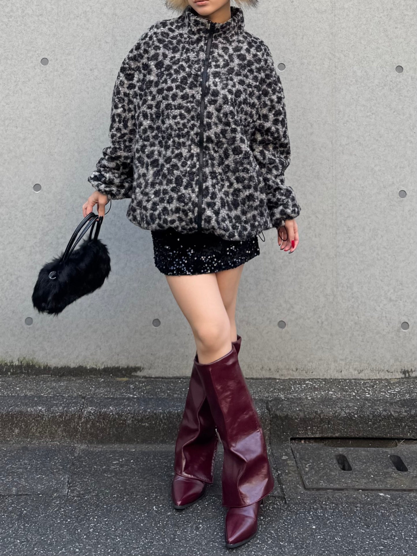 レオパードボアジップジャケット DPB86166