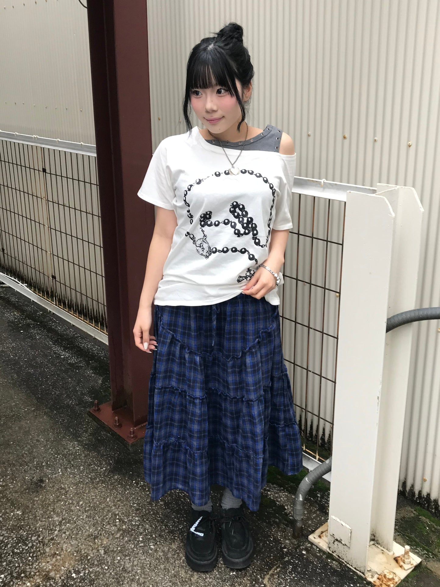 ロングチェックフリルスカート DPB89256