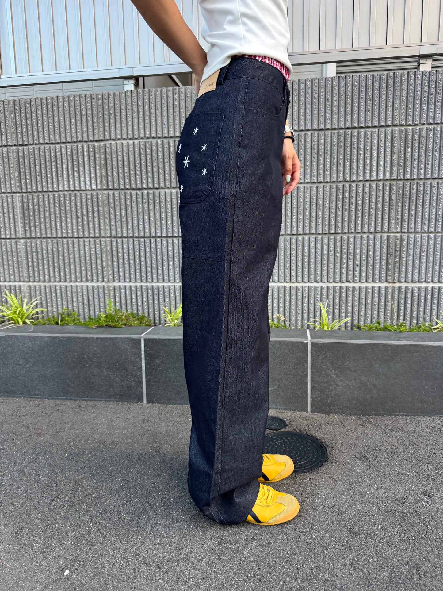 バックポケットステッチワイドデニムパンツ DPC07024