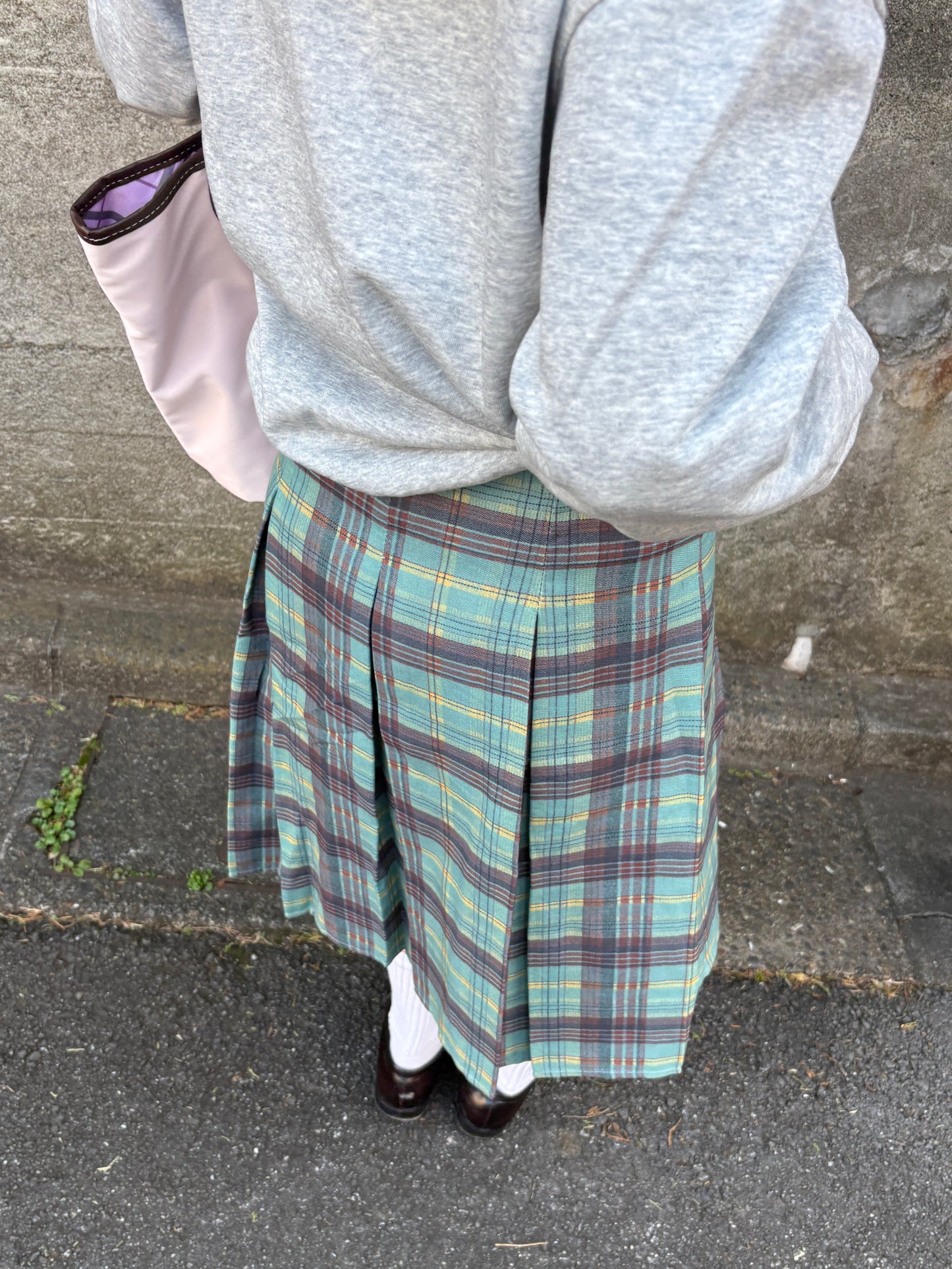 ライトグリーンプリーツチェックスカート DPA43739