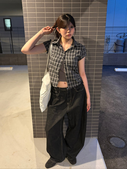 ドローストリングショートチェックシャツ DPC08050