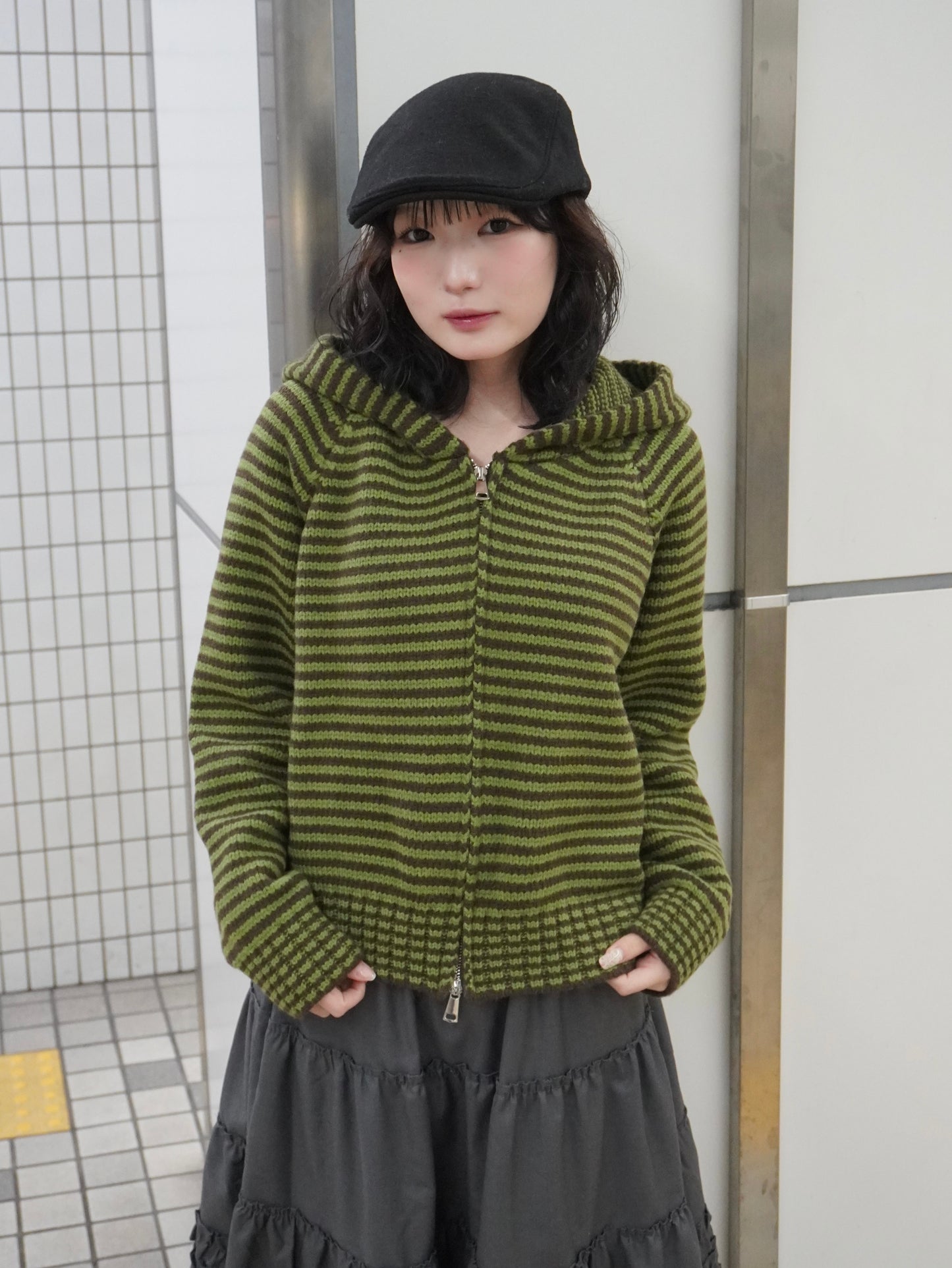 【即納】ボーダーニットダブルジップパーカー DPB85367S