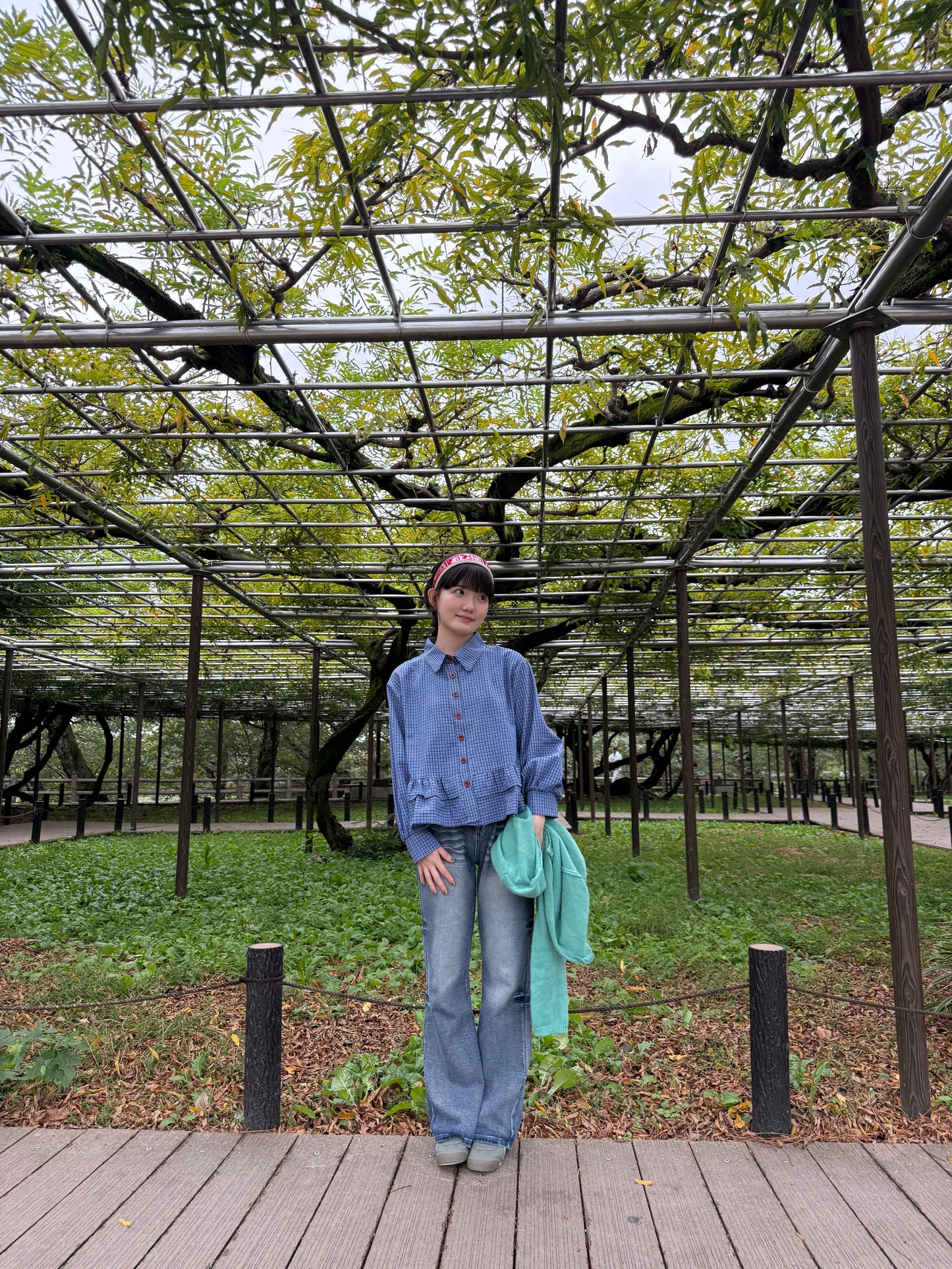 レッドボタンフリルチェックシャツ DPA43663