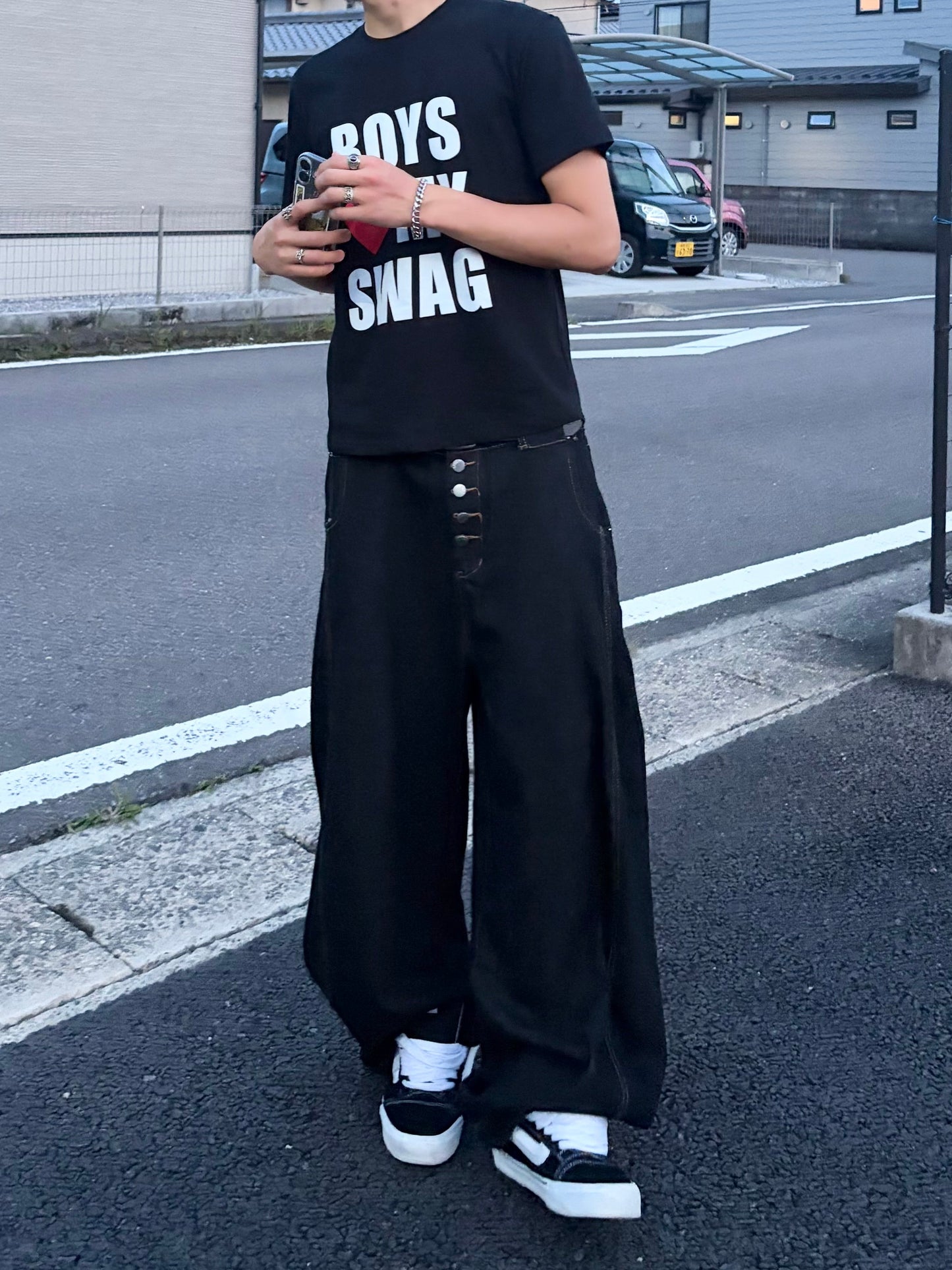 ボタンフライワイドデニムパンツ DPC10040