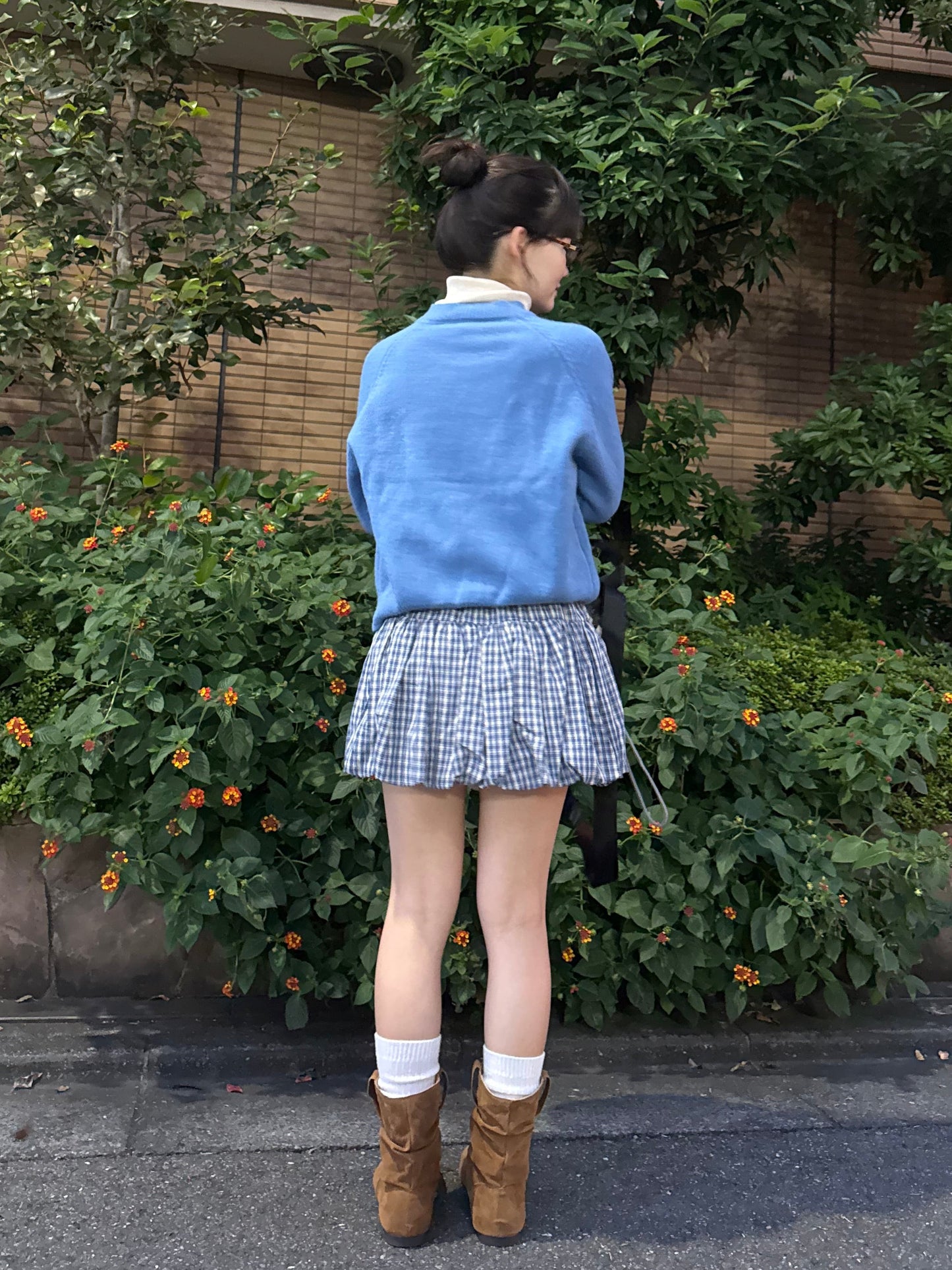 ブルーチェックバルーンスカート DPA43688