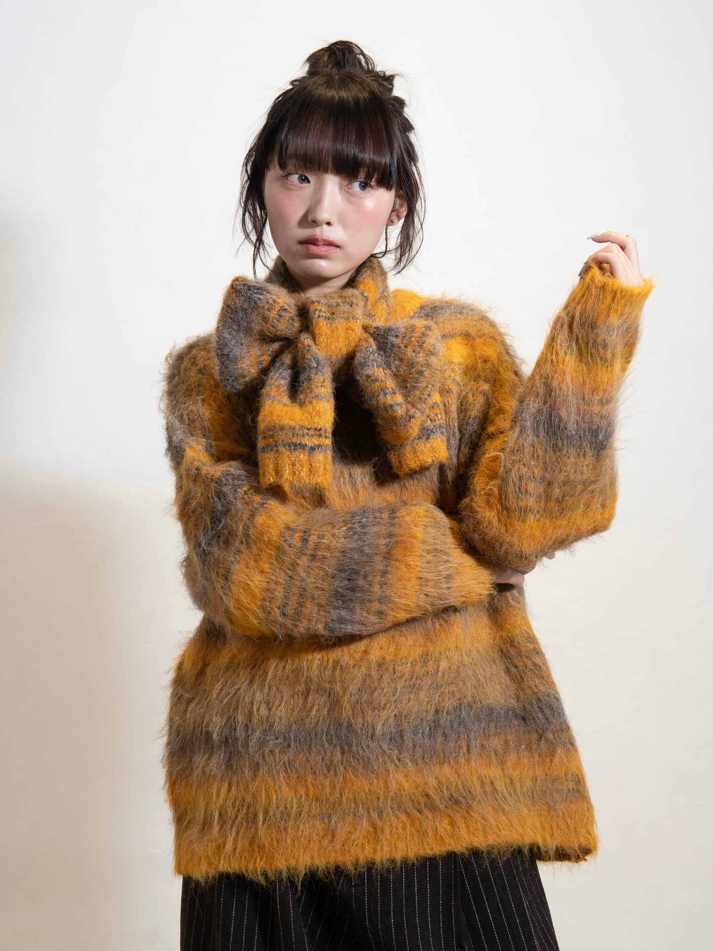 リボンマフラーボーダーニット DPC02005