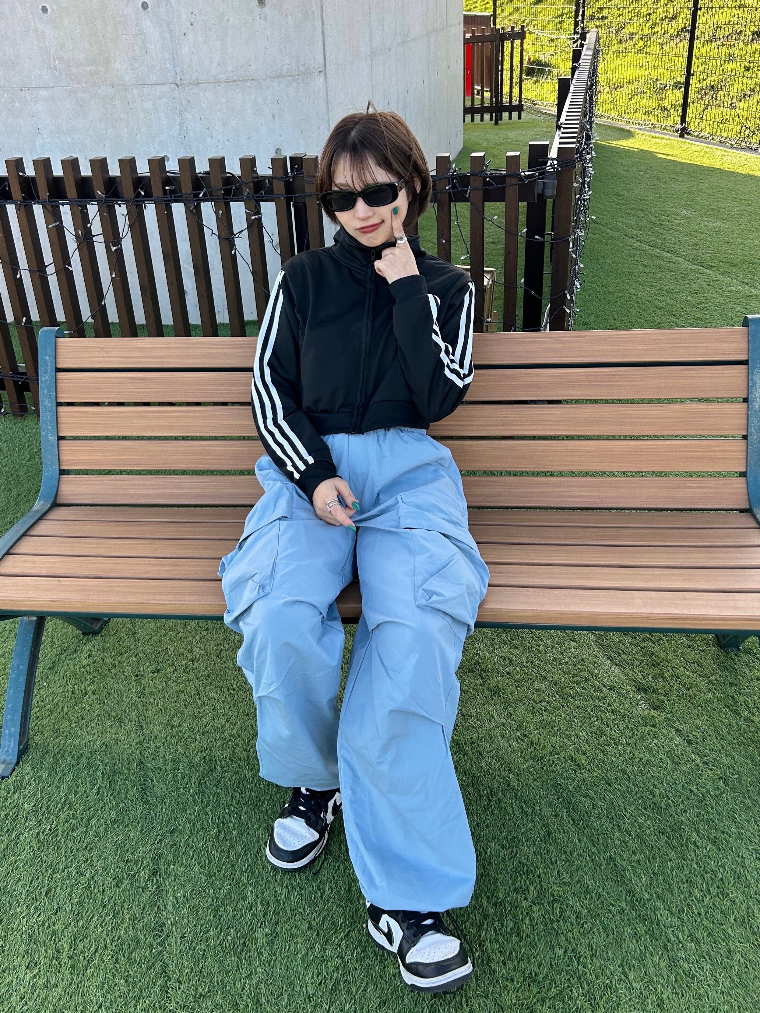 カーゴデニムパンツ　ブルー　サイズ1 ワンフォークロージング 1111clothing ◇バルーンカーゴ ライン