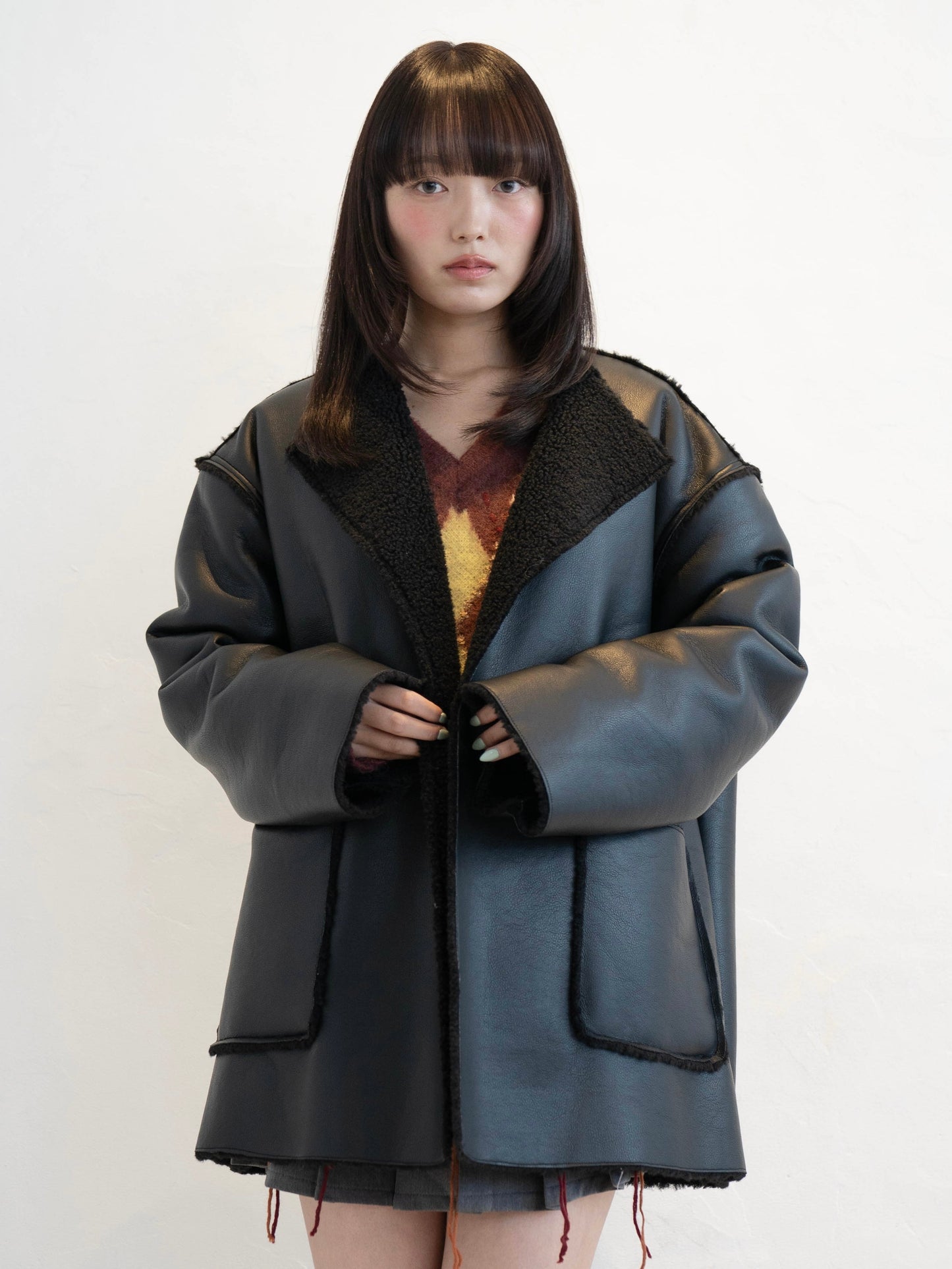 ポイントボアフェイクレザージャケット DPC02010