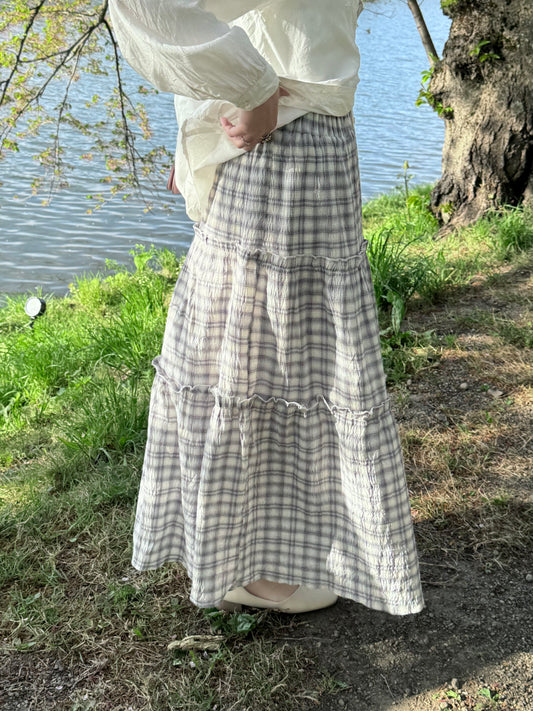 シフォンチェックフリルスカート DPC03051