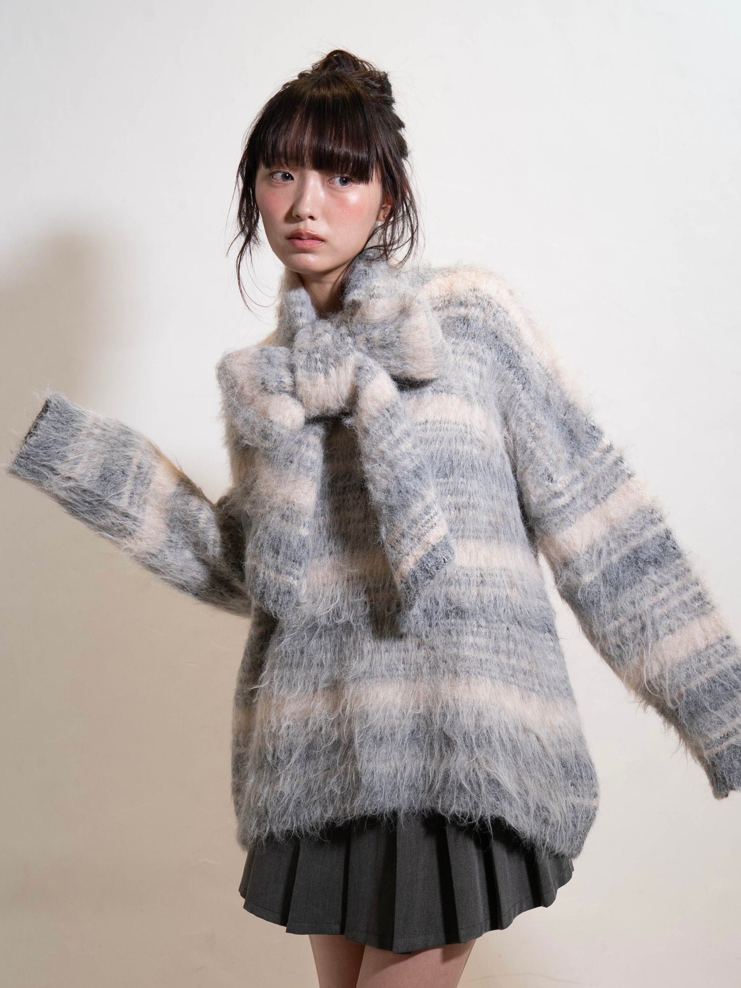 リボンマフラーボーダーニット DPC02005