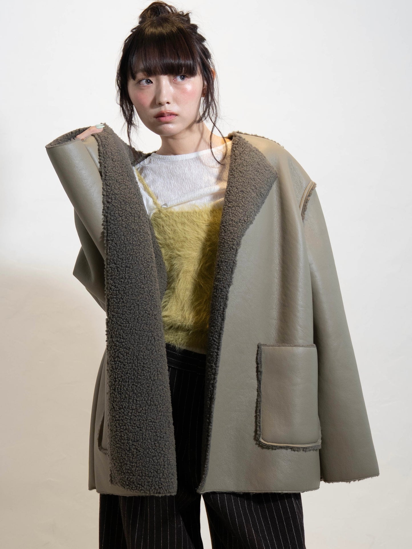 ポイントボアフェイクレザージャケット DPC02010