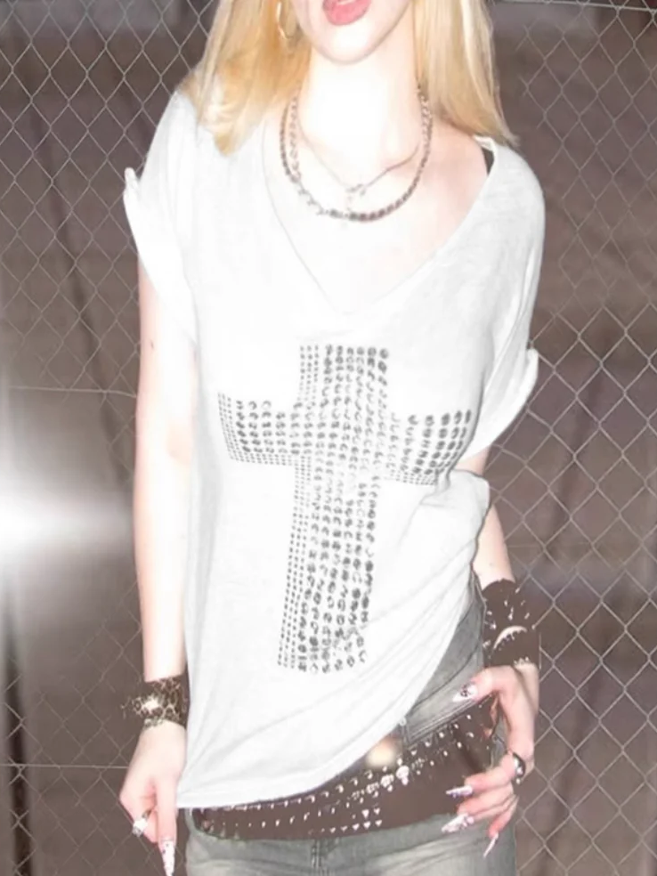 スタッズワイドネックTシャツ DPB71749