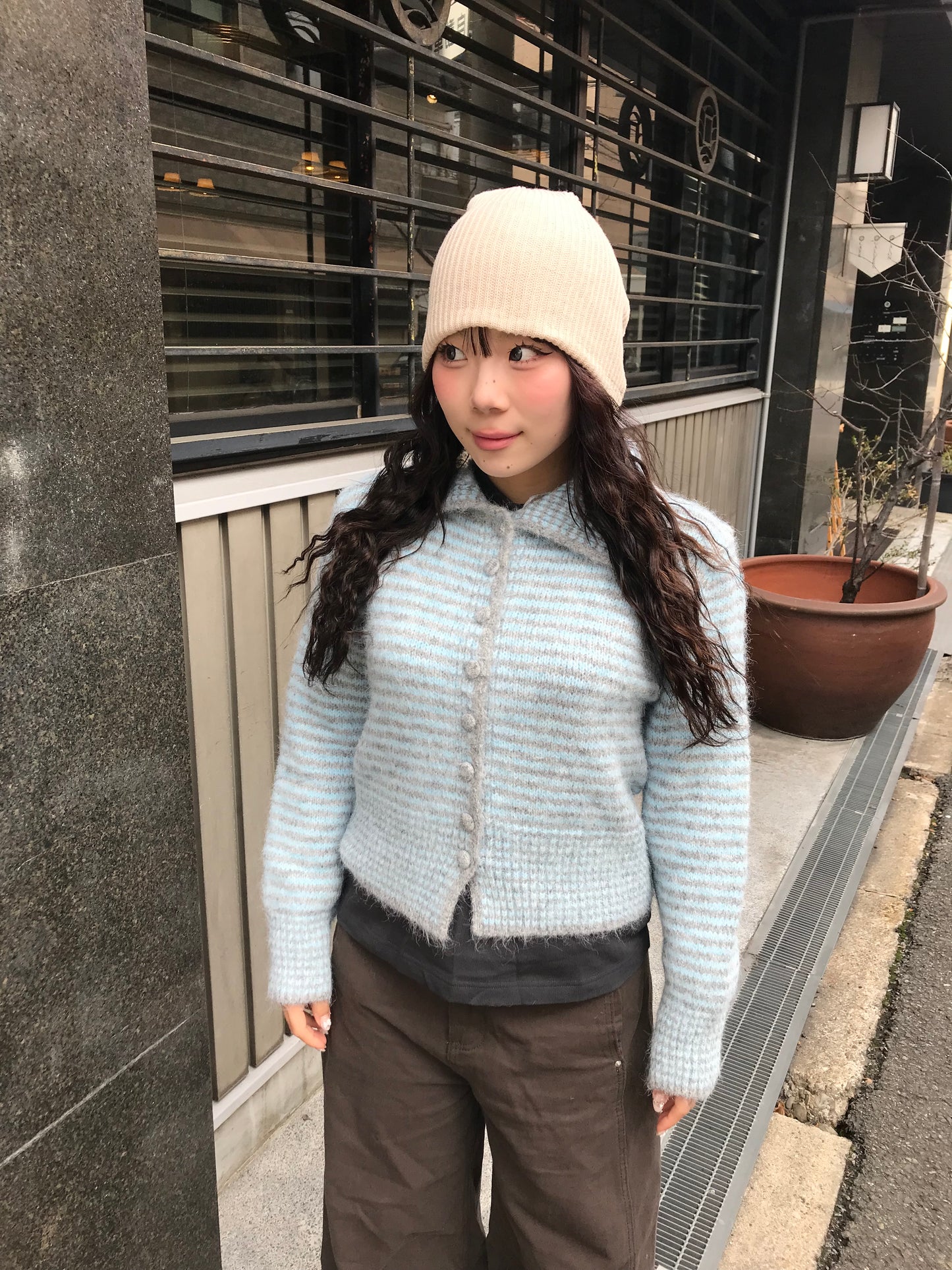 ニットボーダーポロトップス DPB89188