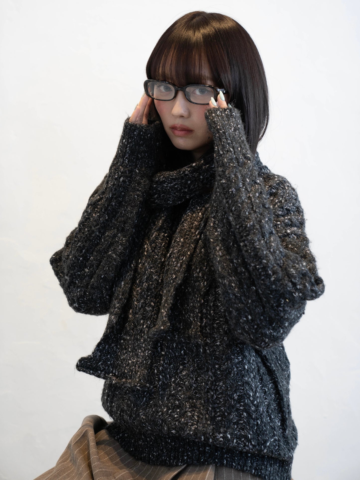 マフラー付きマーブルニット DPC02002