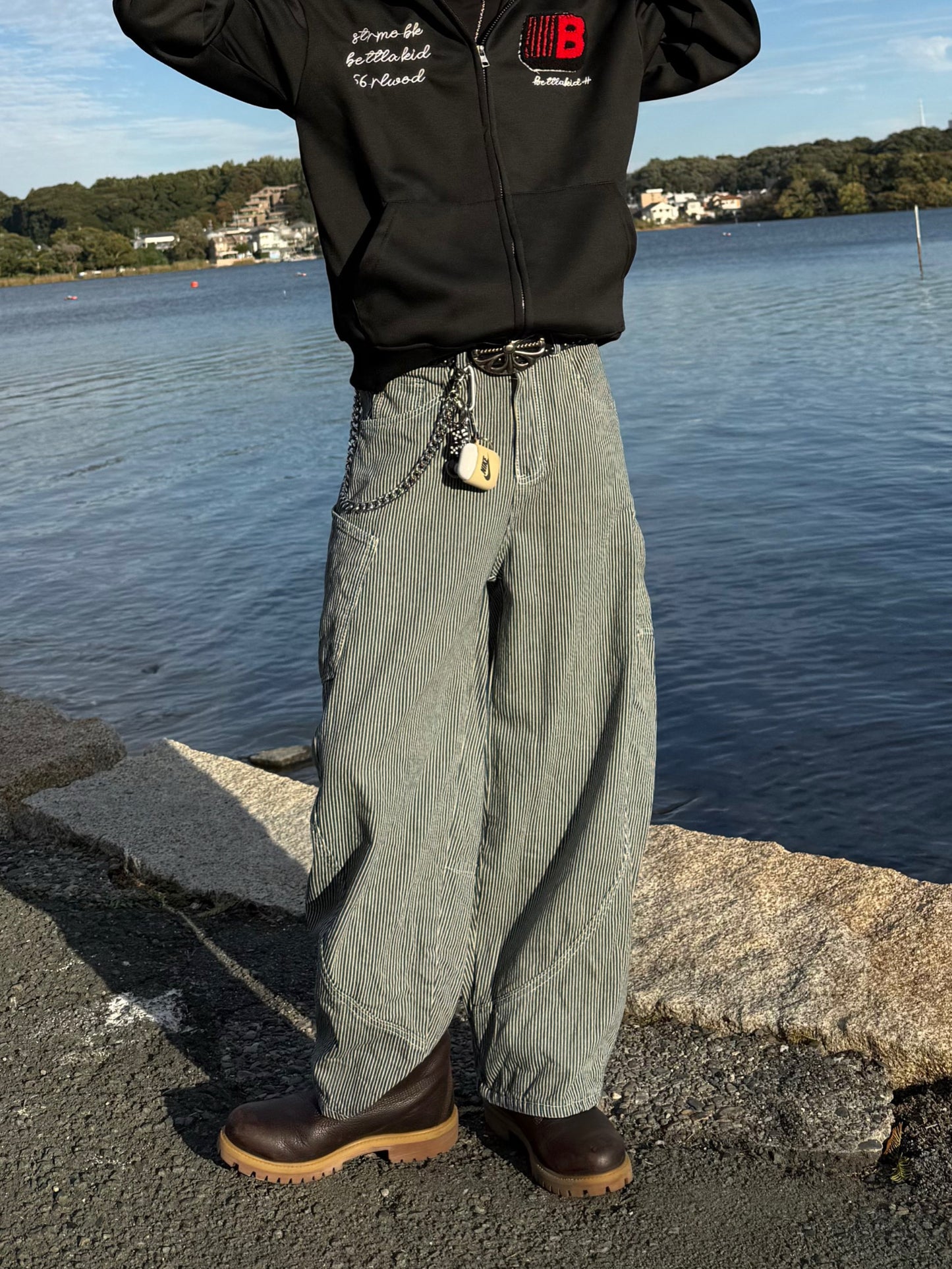 ストライプワイドデニムパンツ DPB90083