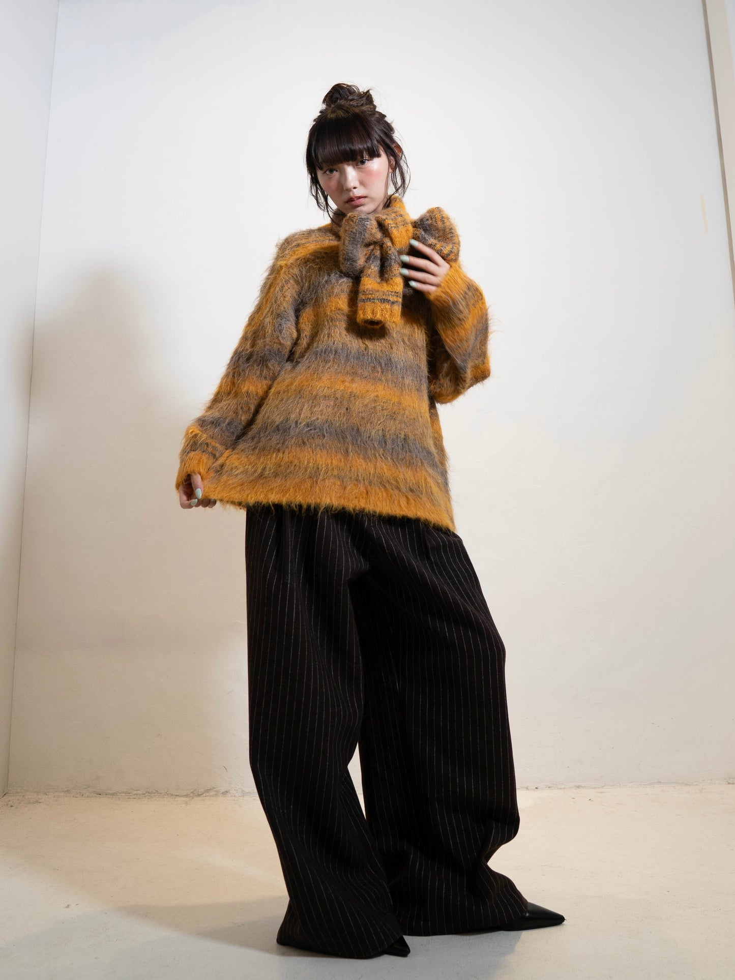 リボンマフラーボーダーニット DPC02005