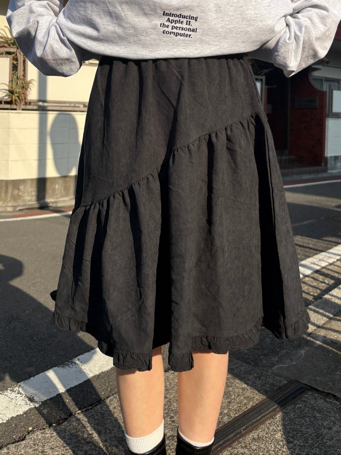 アシメフリルブラックスカート DPA43752