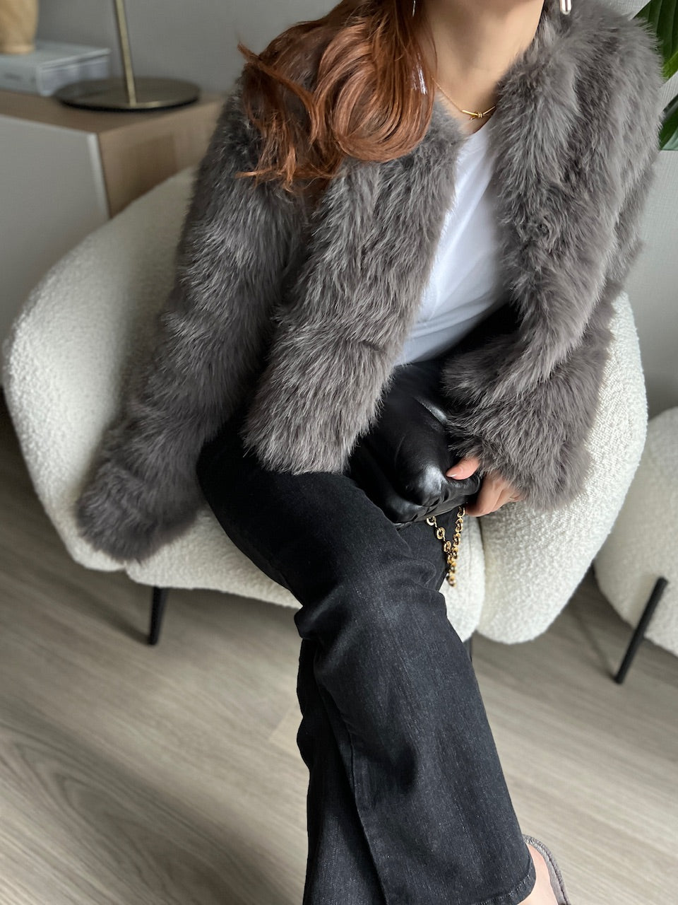 フェイクファーショートジャケット DPB56346