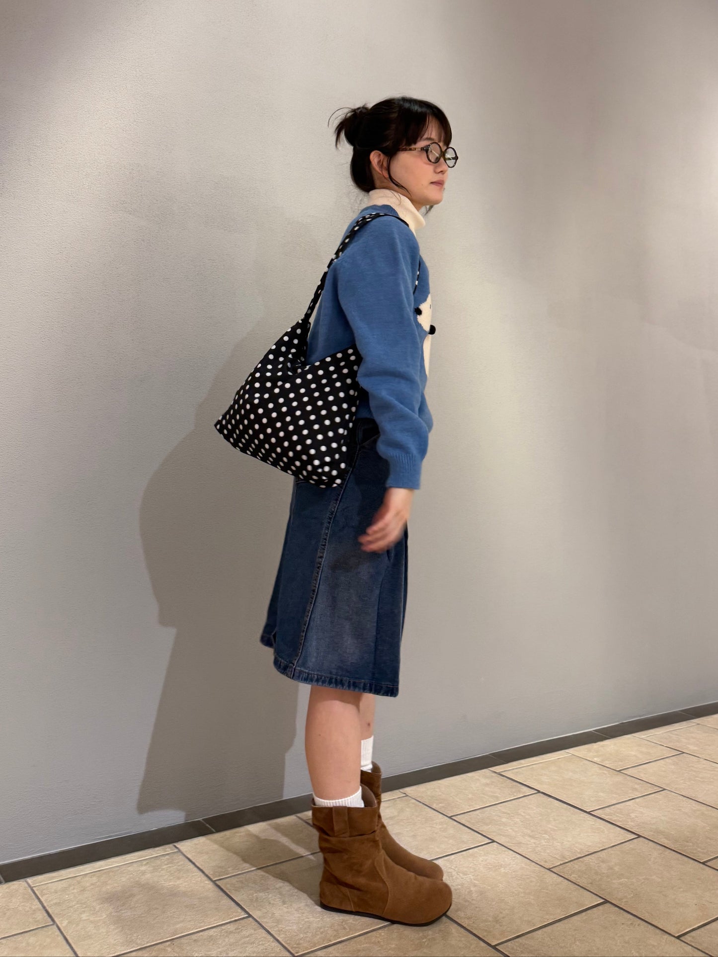 ユニークプリーツデニムスカート DPA43704