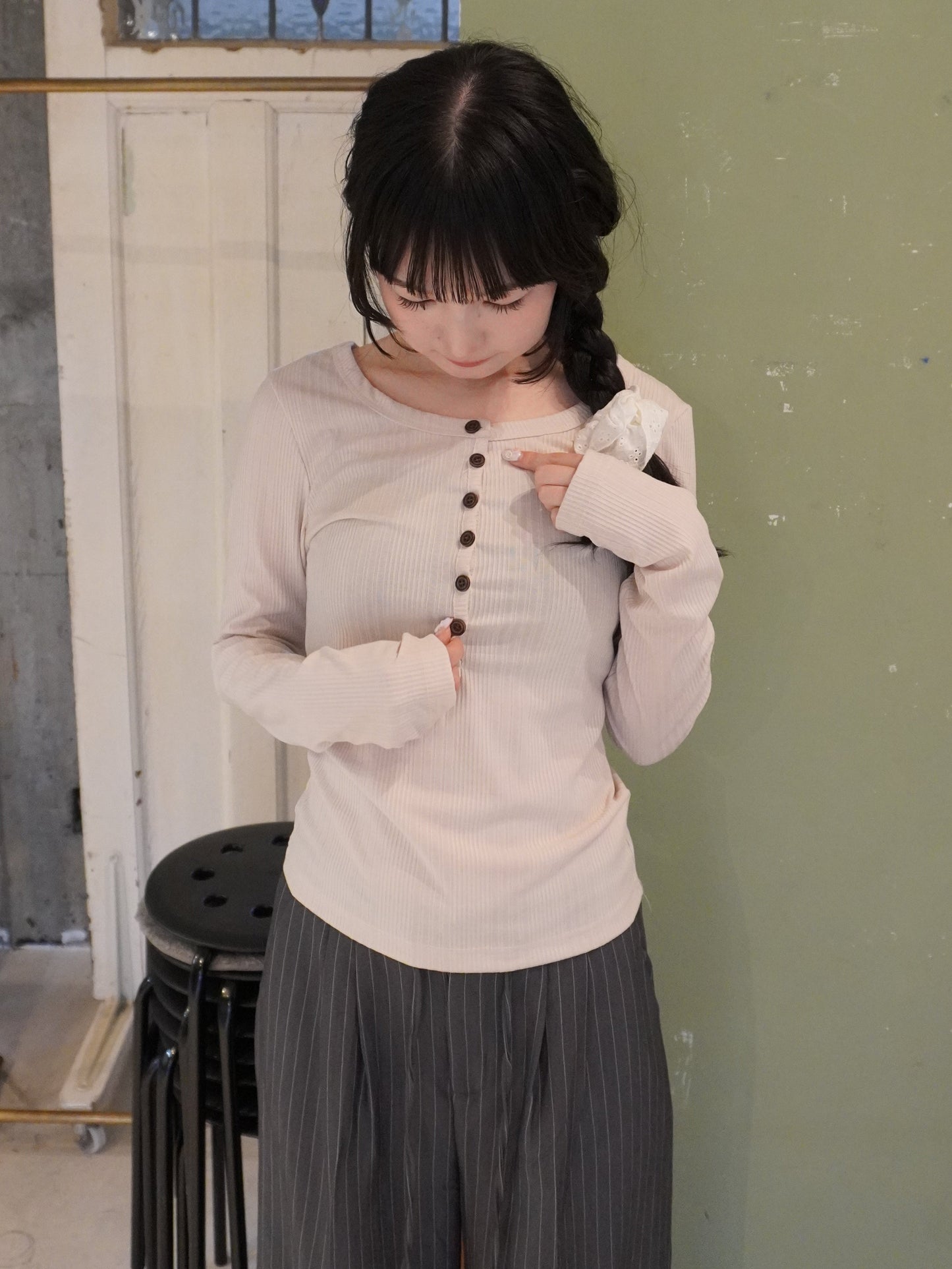 ボタンリブカットソー DPB85474