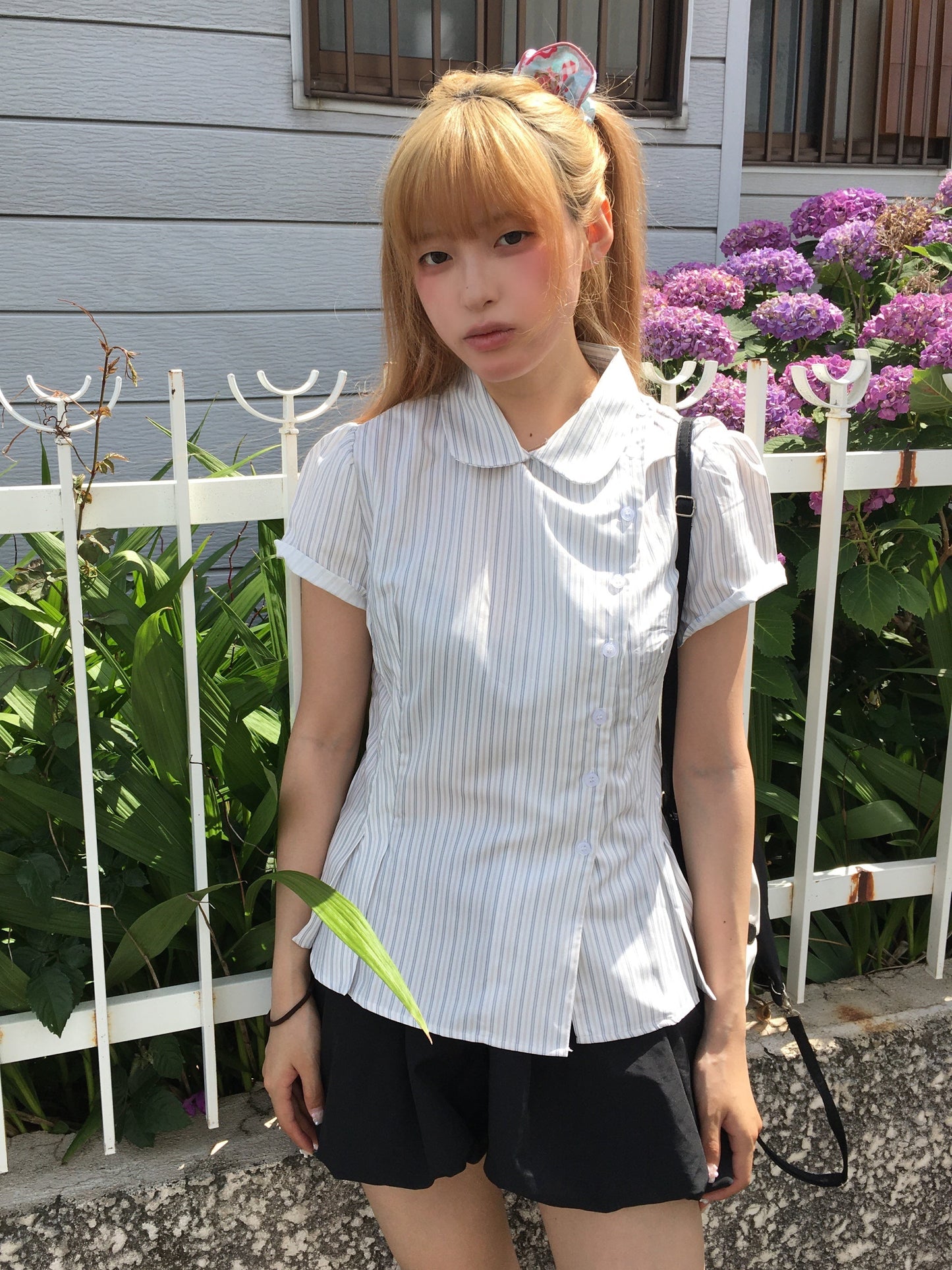 ラウンドカラーガーリーシャツ DPC09028