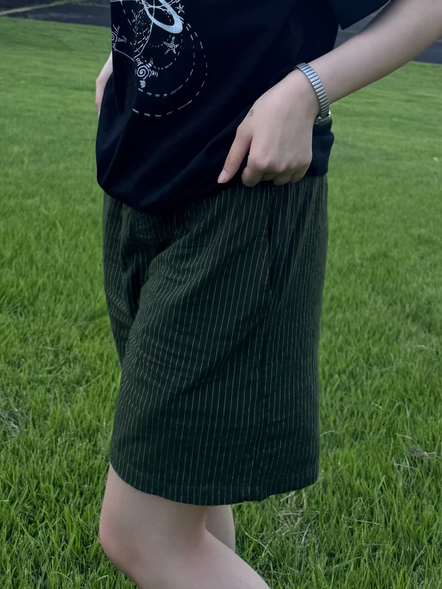 グリーンストライプショートパンツ DPC03095