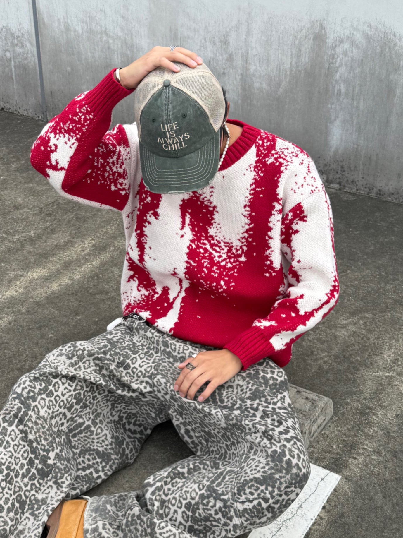 バイカラーデザインニット DPB90074