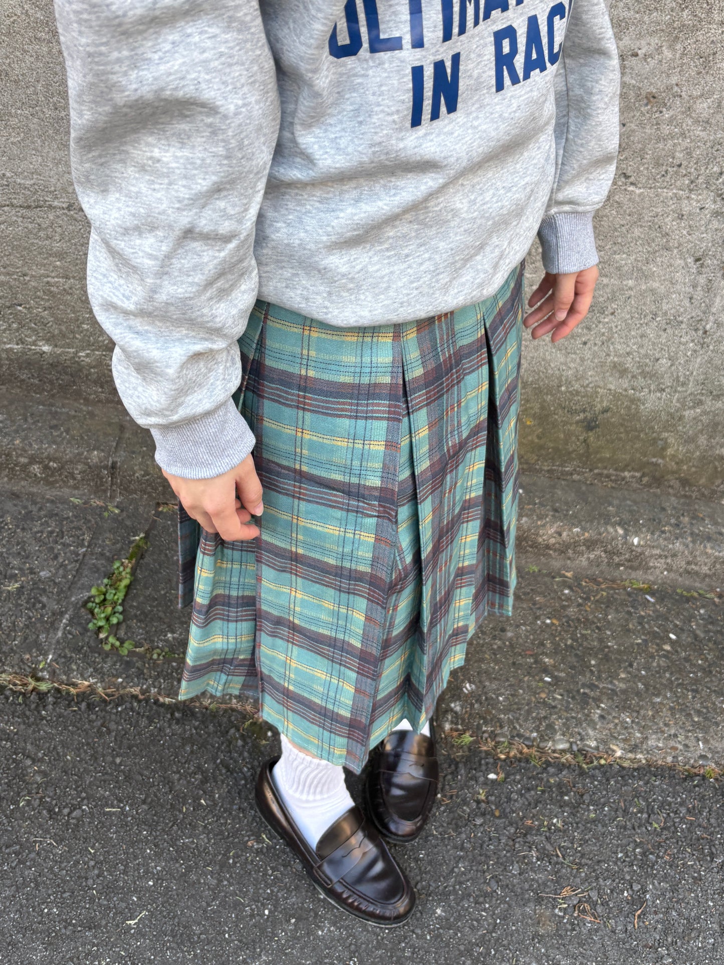 ライトグリーンプリーツチェックスカート DPA43739