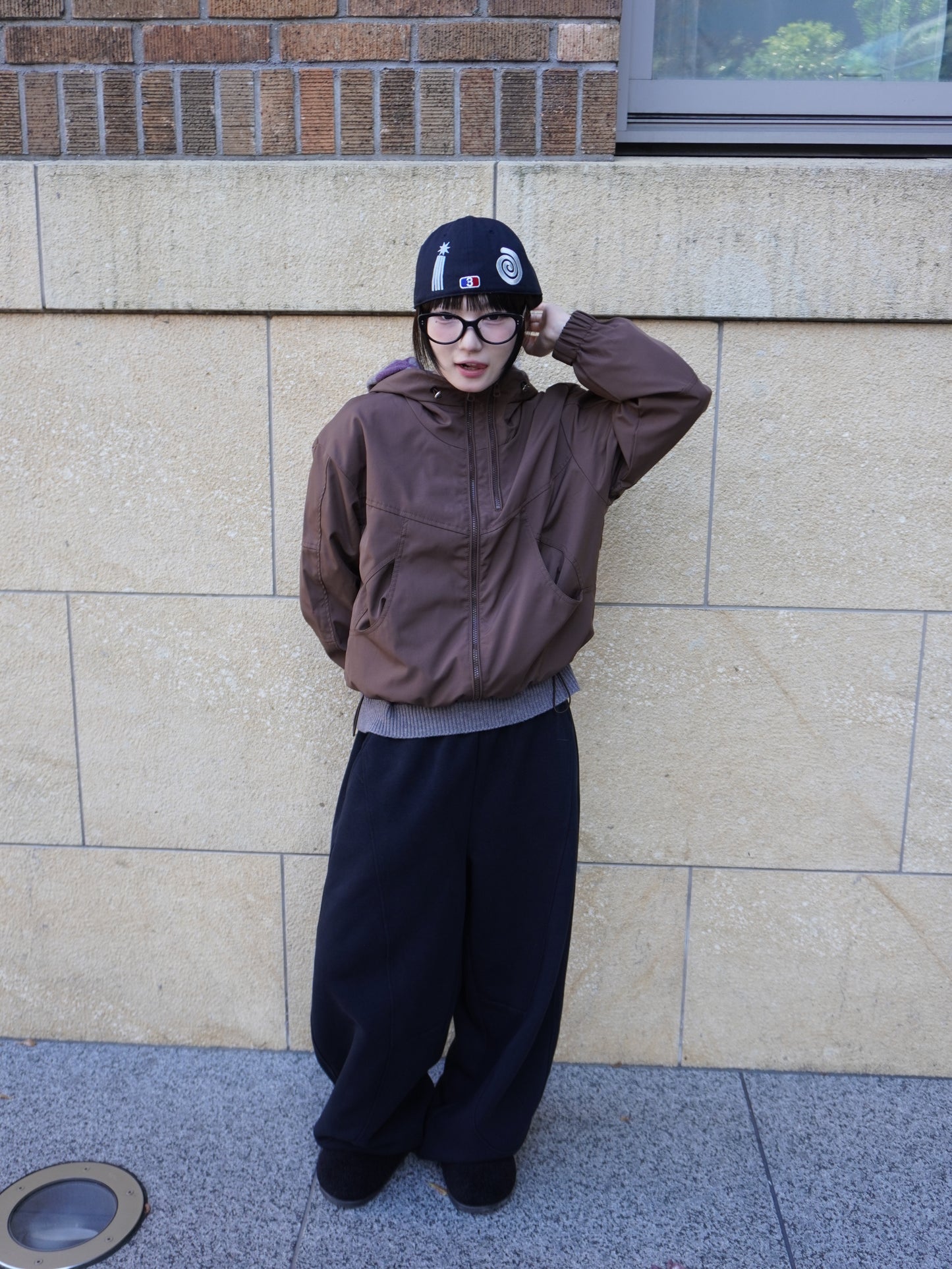 ブラウンナイロンパーカー DPB85371