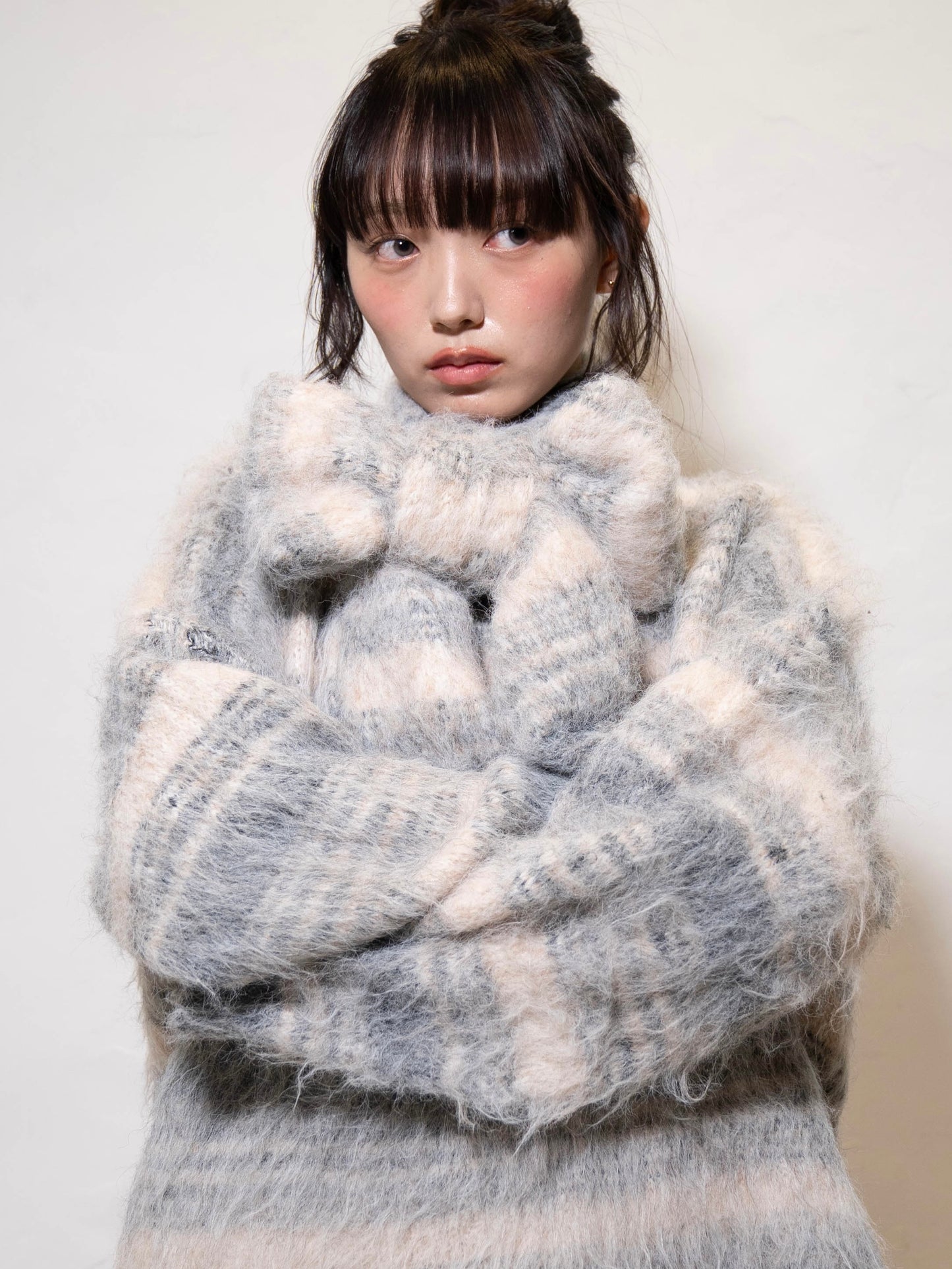 リボンマフラーボーダーニット DPC02005