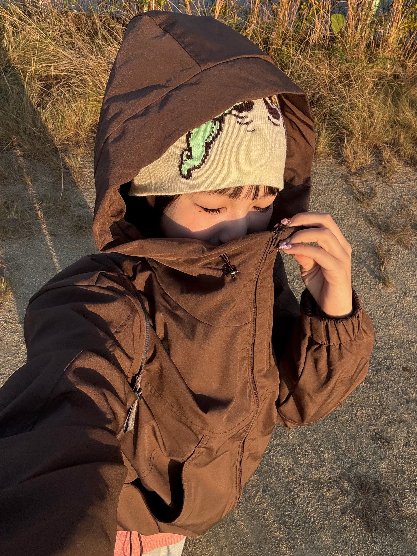 ブラウンナイロンパーカー DPB85371